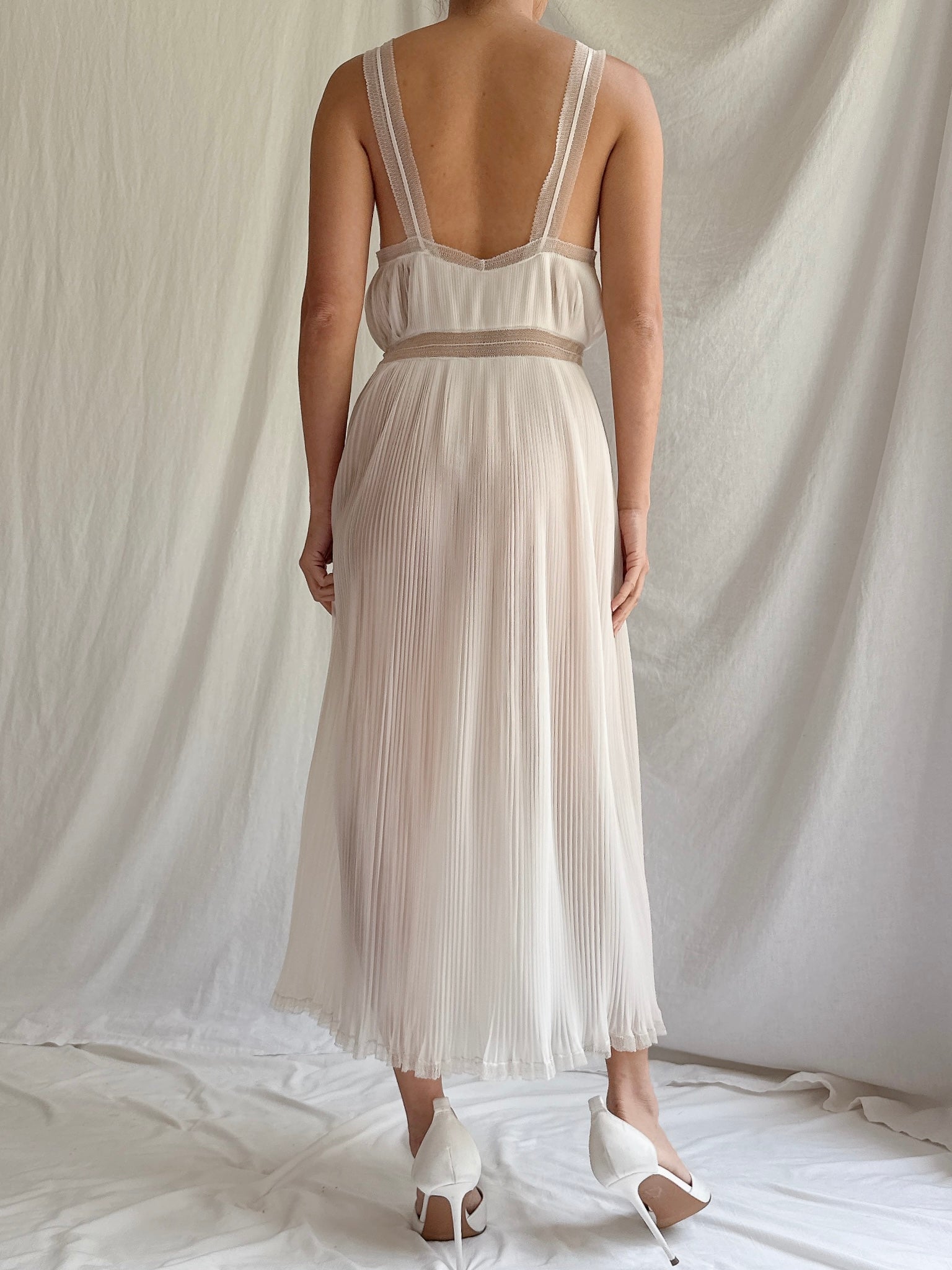 1950s Midi Sheer Pleated Slip Dress -S