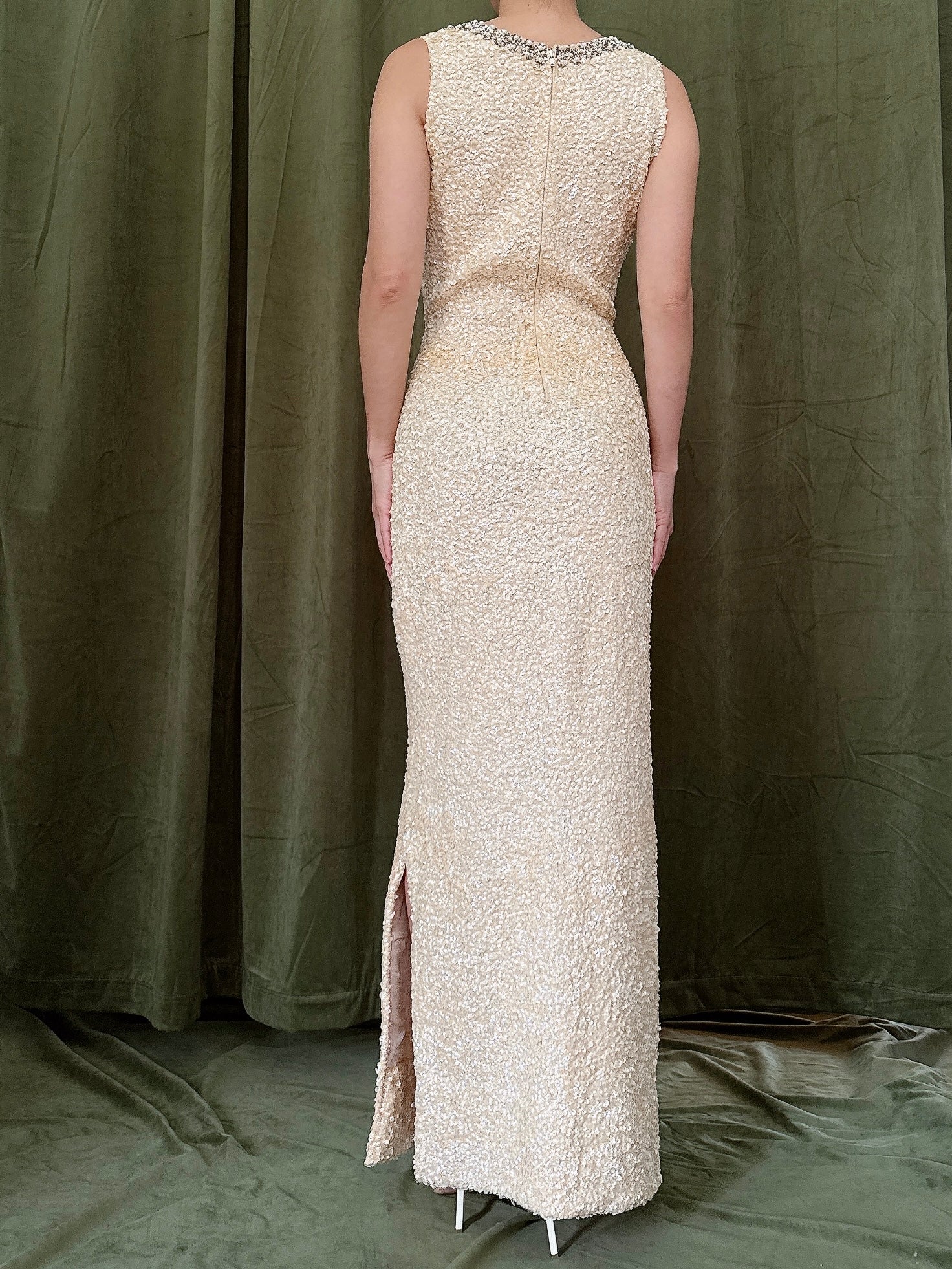 1960s Wool Beaded Gown - S