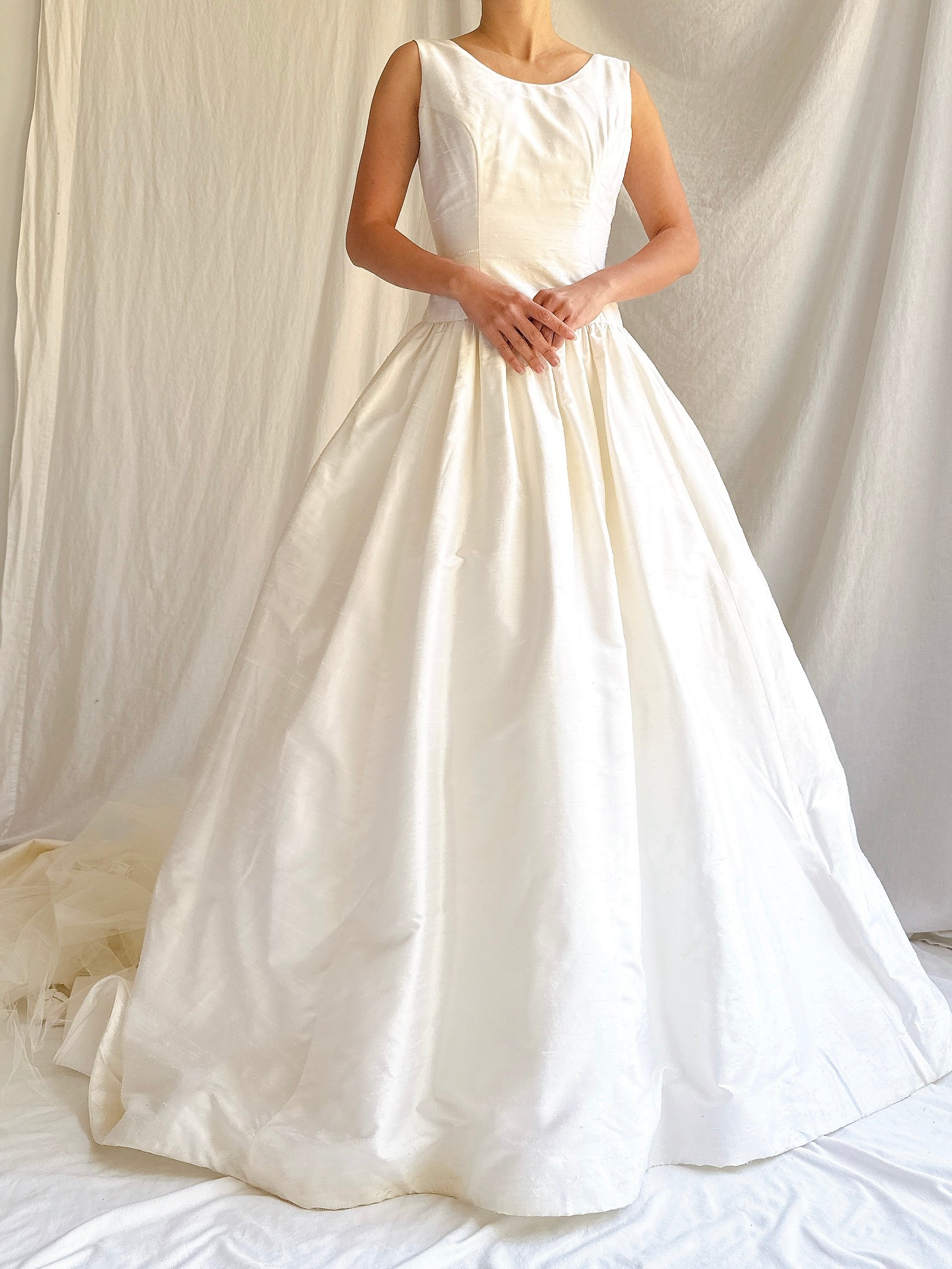 1990s Raw Silk Rosette Gown - S | G O S S A M E R 1990s Raw Silk Rosette Gown - S | G O S S A M E R