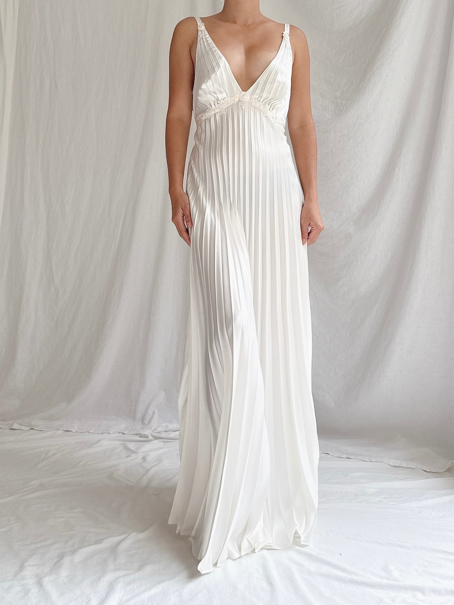 Vintage Pleated Slip Dress - S-M
