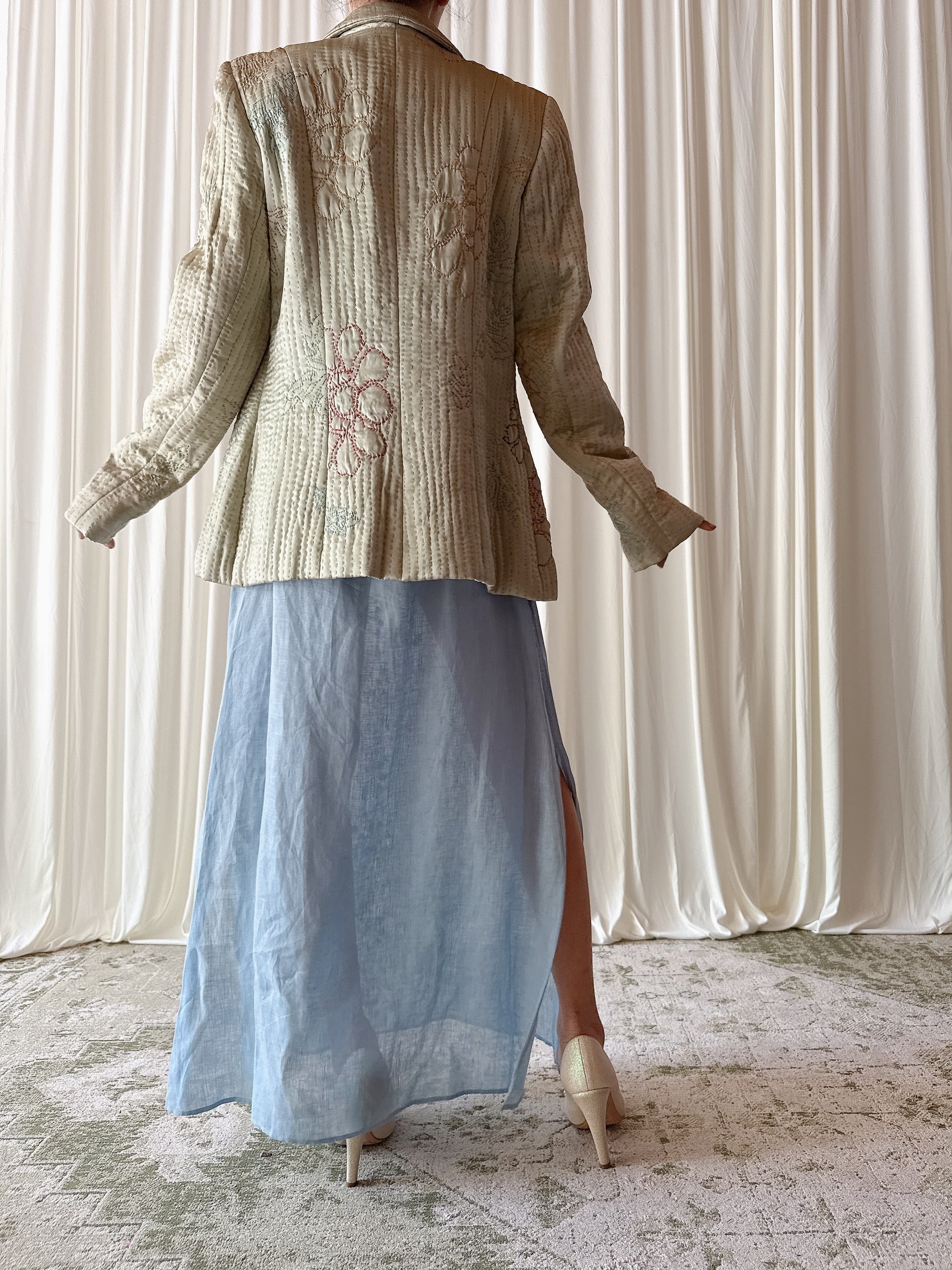 Vintage Futura Seafoam Silk Jacket - Size 44
