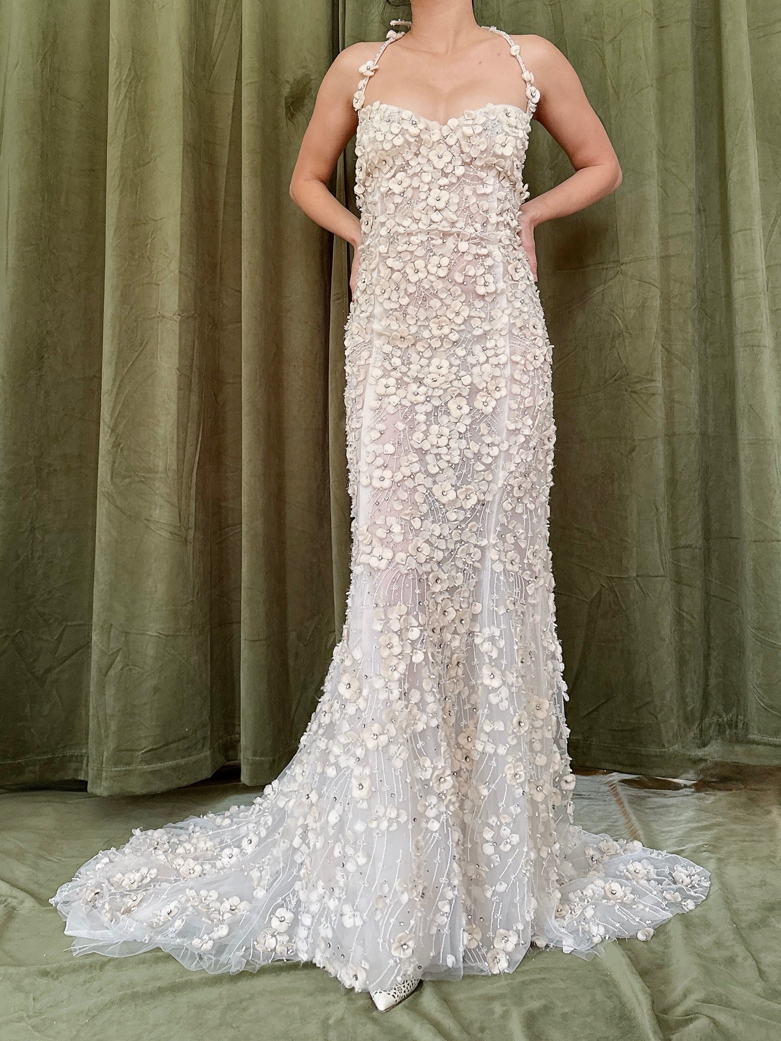 Vintage Lazaro Silk Crystal Embellished Dress - M/8