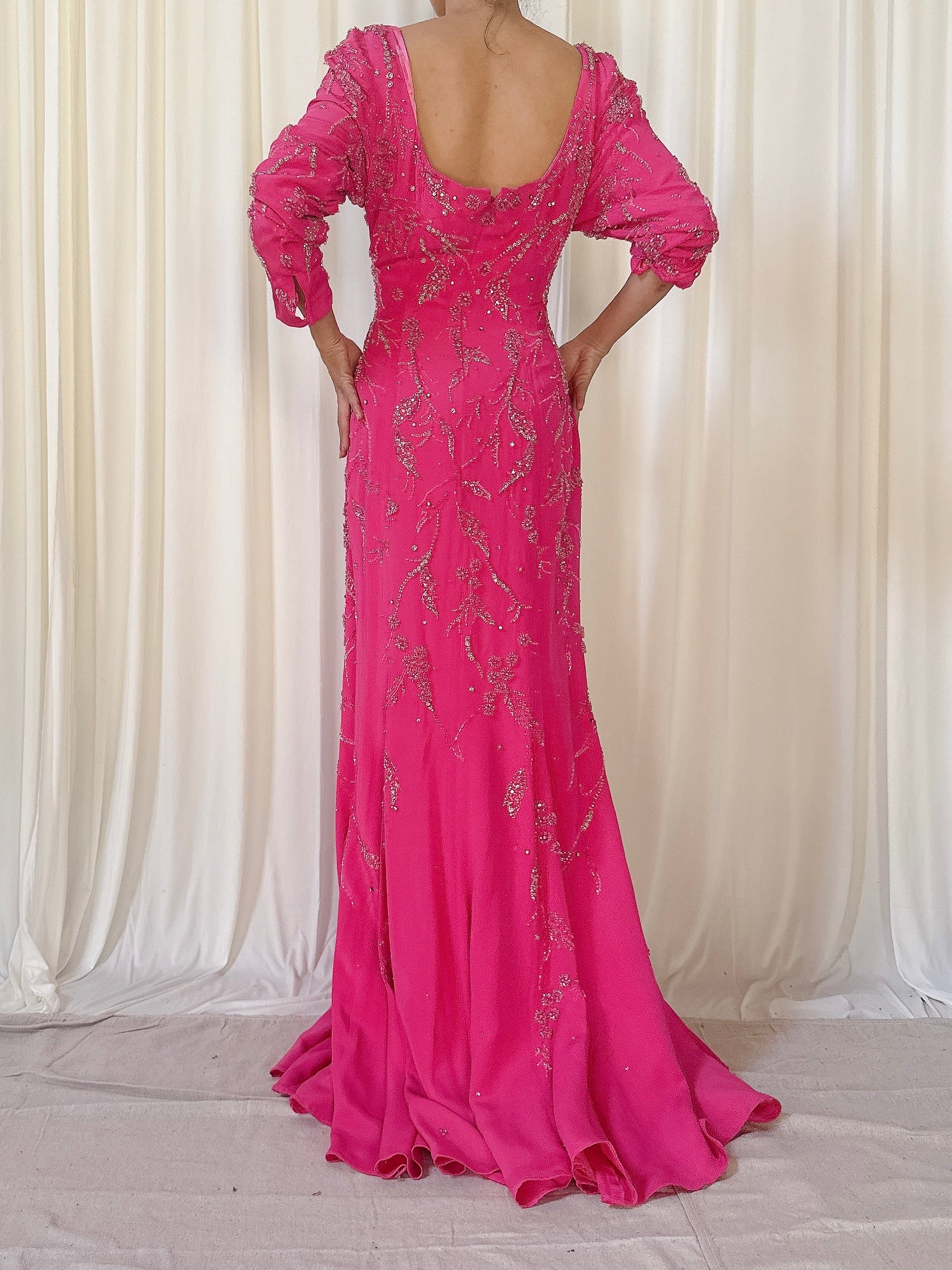 Vintage Steven Yearrick Pink Beaded Dress - L/12