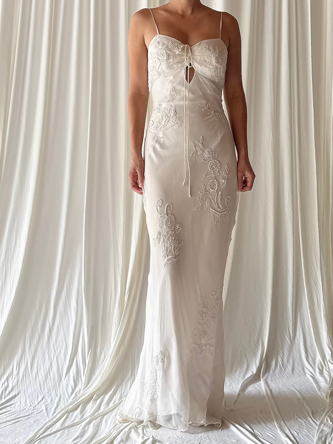 Vintage Silk Chiffon Dress - S