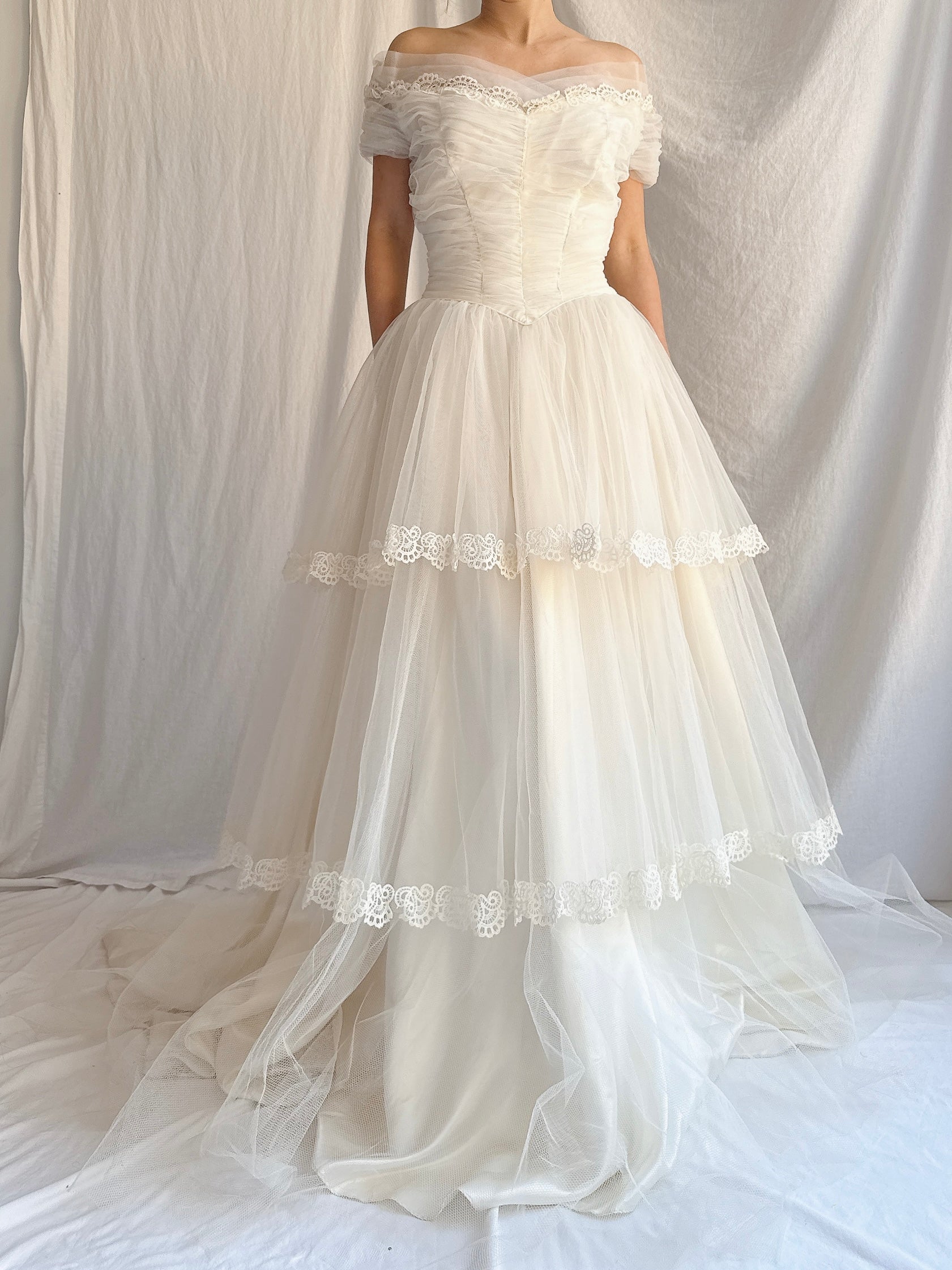 1950s Tiered Tulle Gown - XS/S