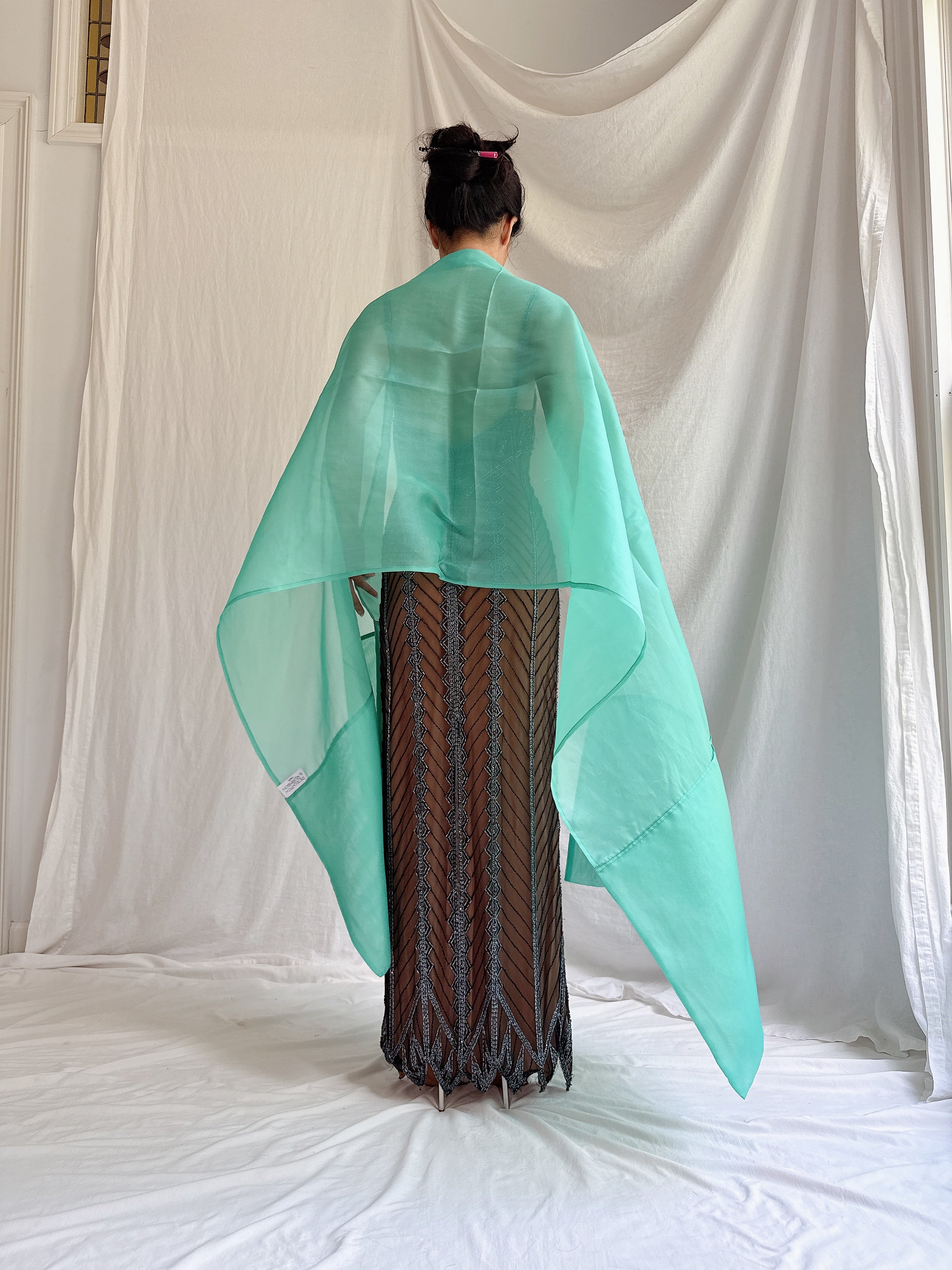 Vintage Silk Organza Shawl - OSFM
