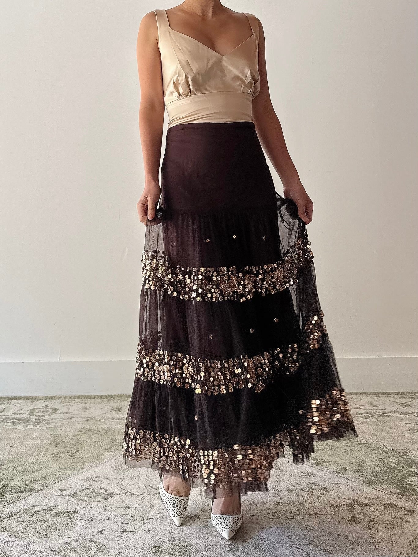 Vintage Sequin Tulle Skirt