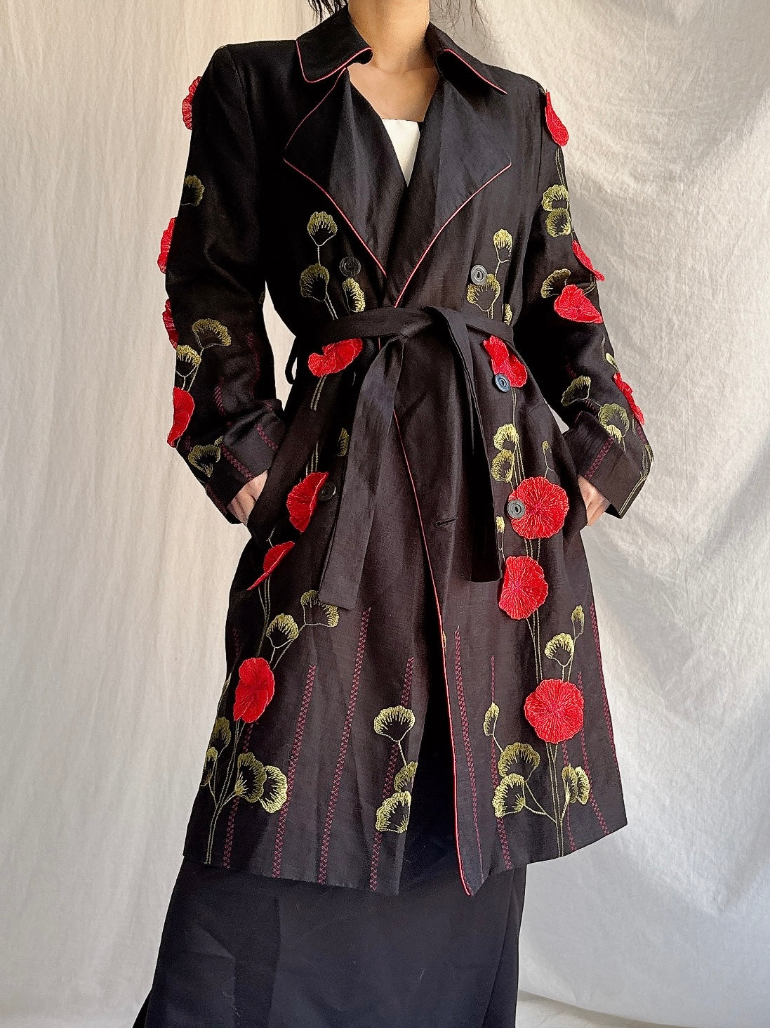 Vintage Linen Geranium Coat - S FR 38