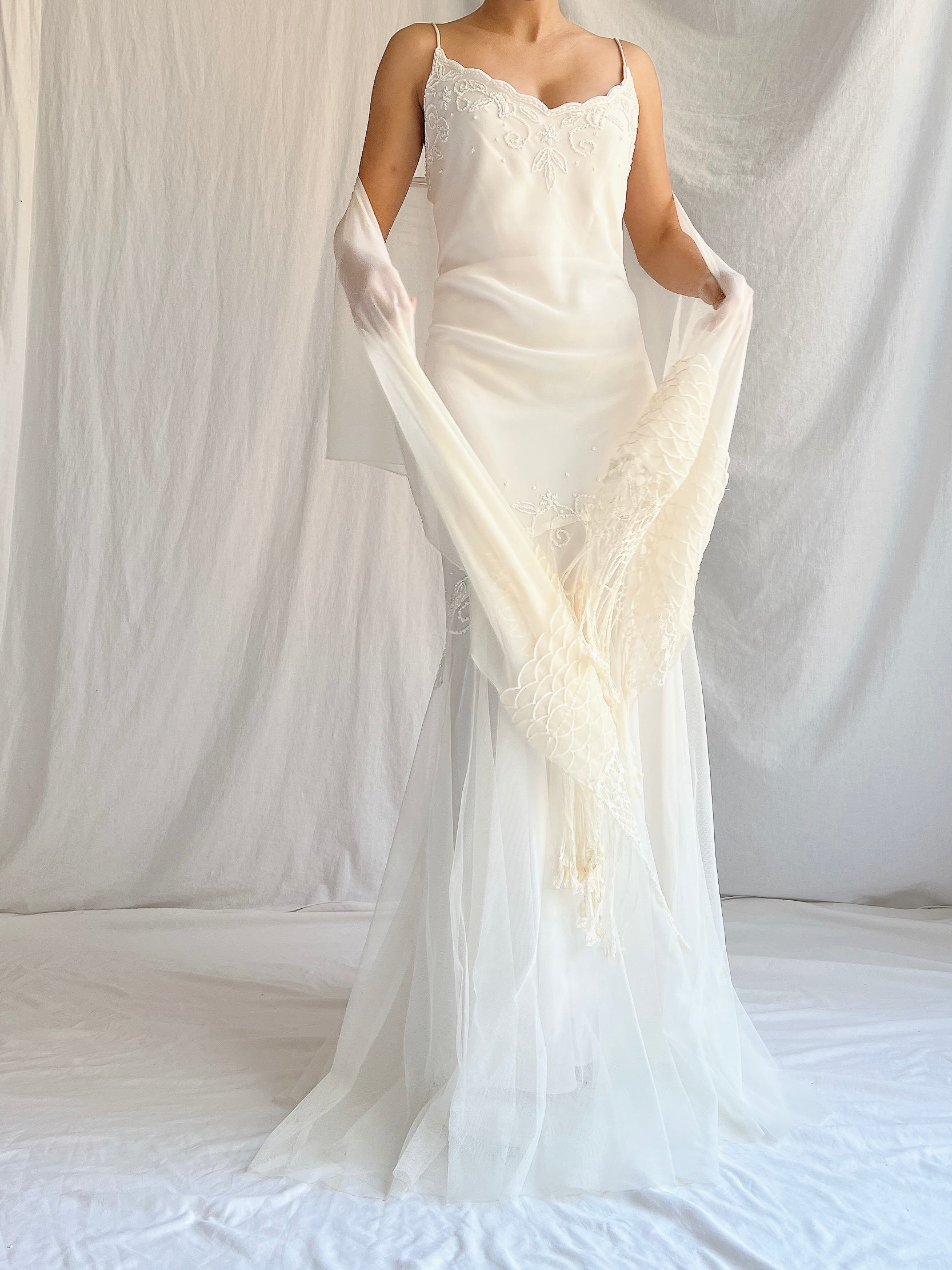 Vintage Chiffon and Tulle Gown - M