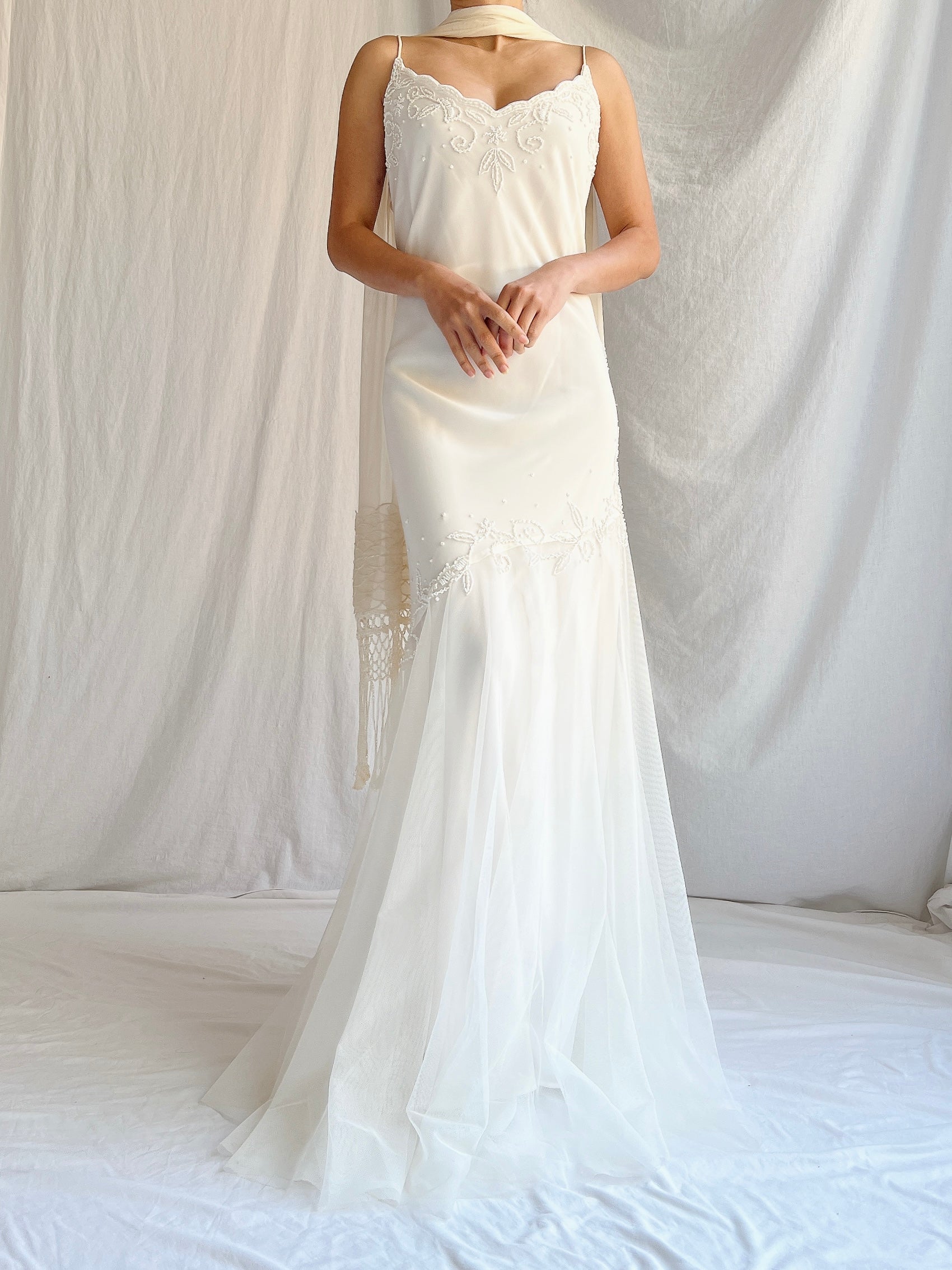 Vintage Chiffon and Tulle Gown - M