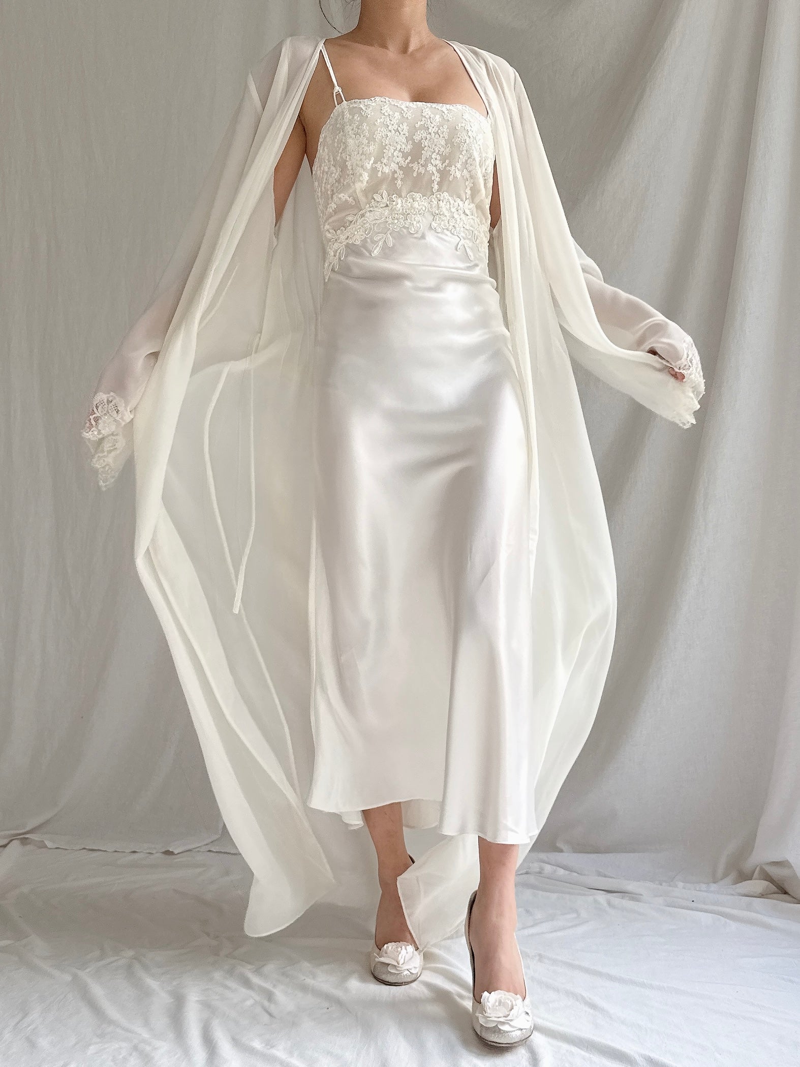 Vintage Satin/Chiffon 2-Piece Set - S-M