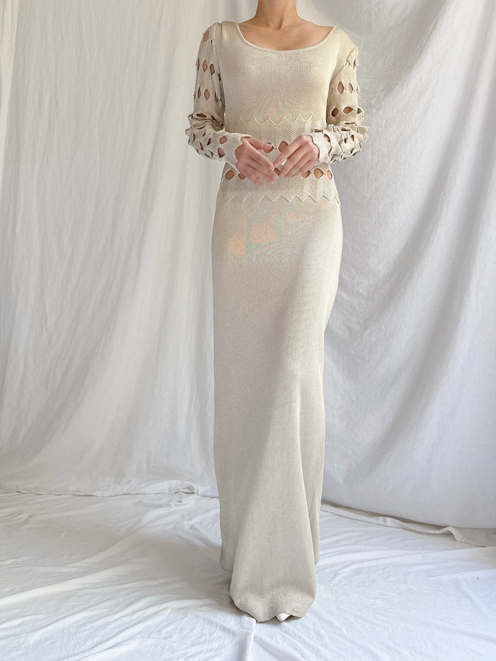 Vintage Nora Attalai Italy Knit Cutout Gown - S-M