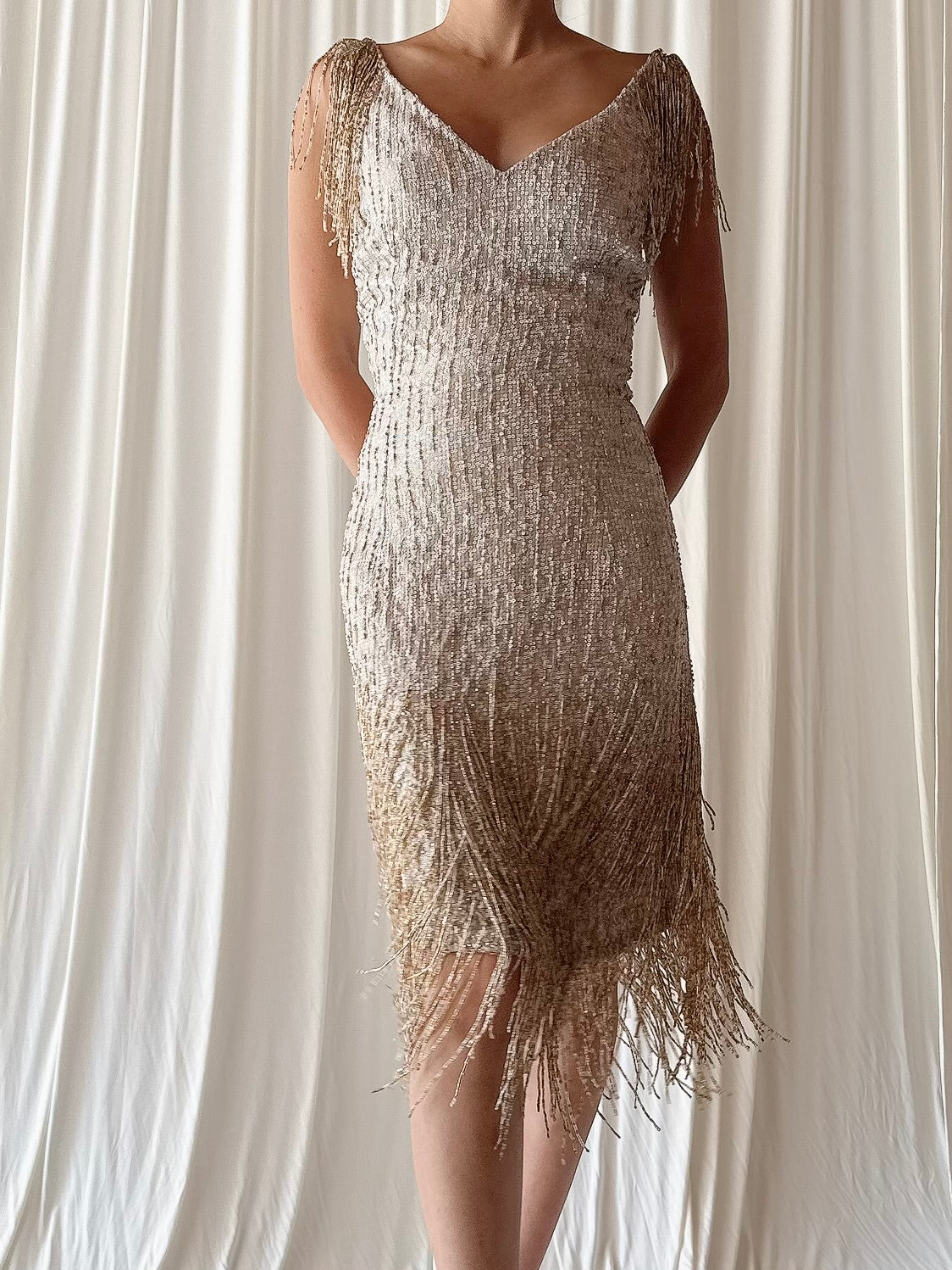 00 Silk Beaded Dress - 35B/30W/42L