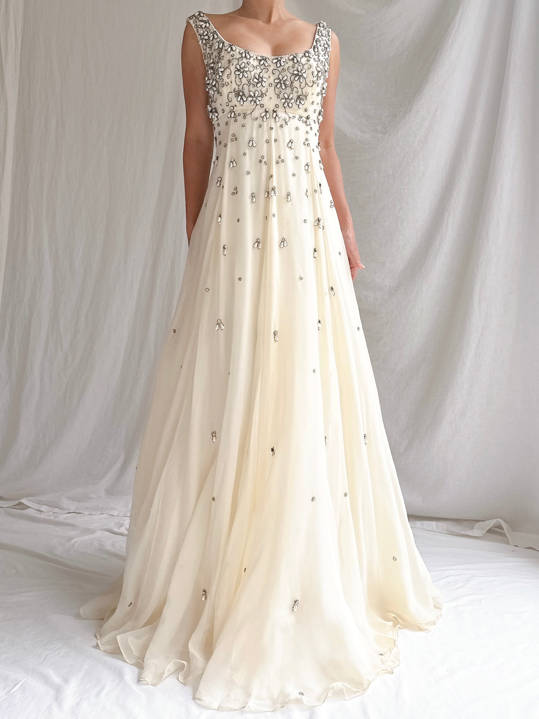 1960s Hand-Beaded Pearl Gown - S/M