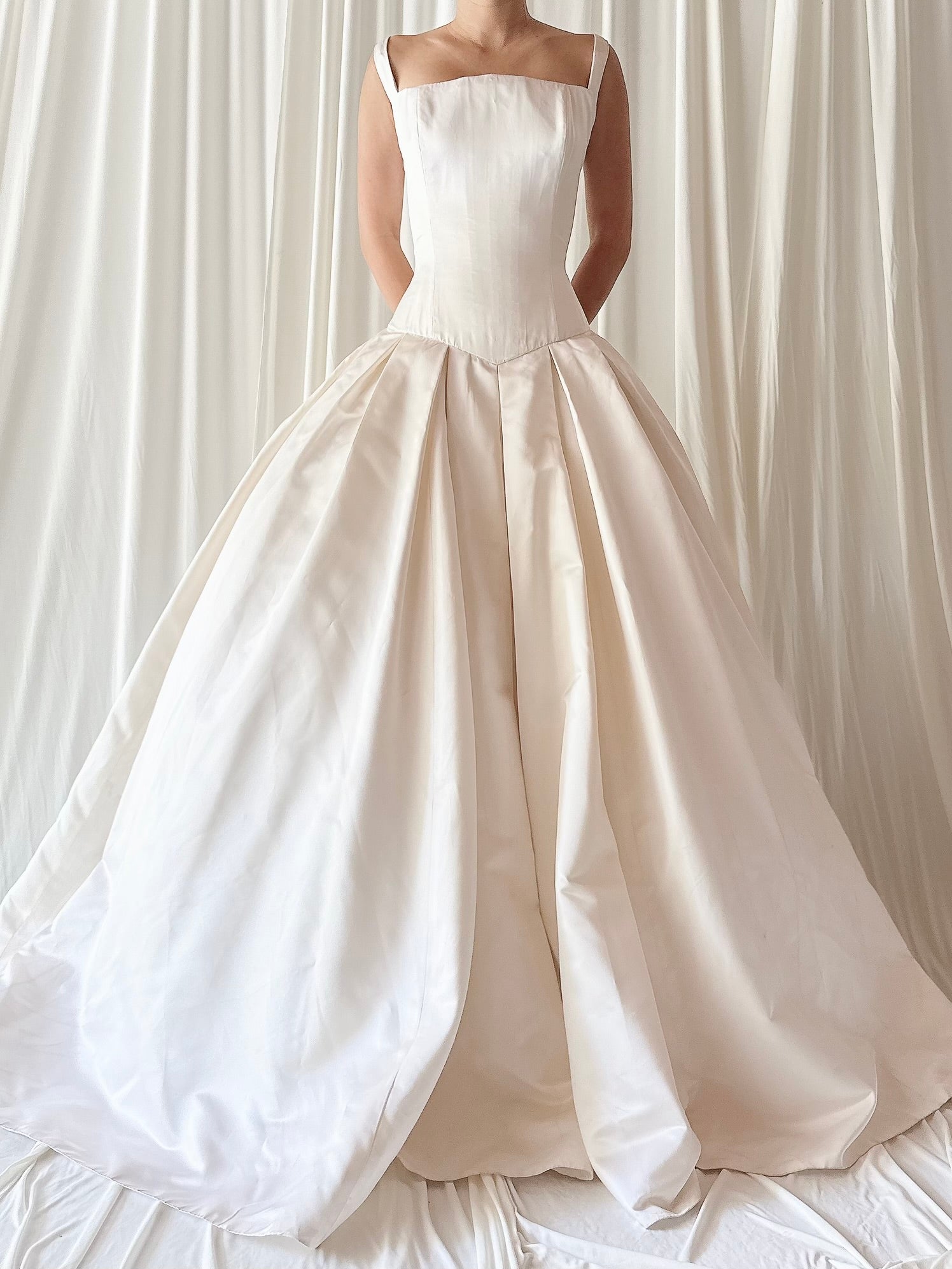 Vintage Lazaro Couture Silk Bustier Waist Gown - 6
