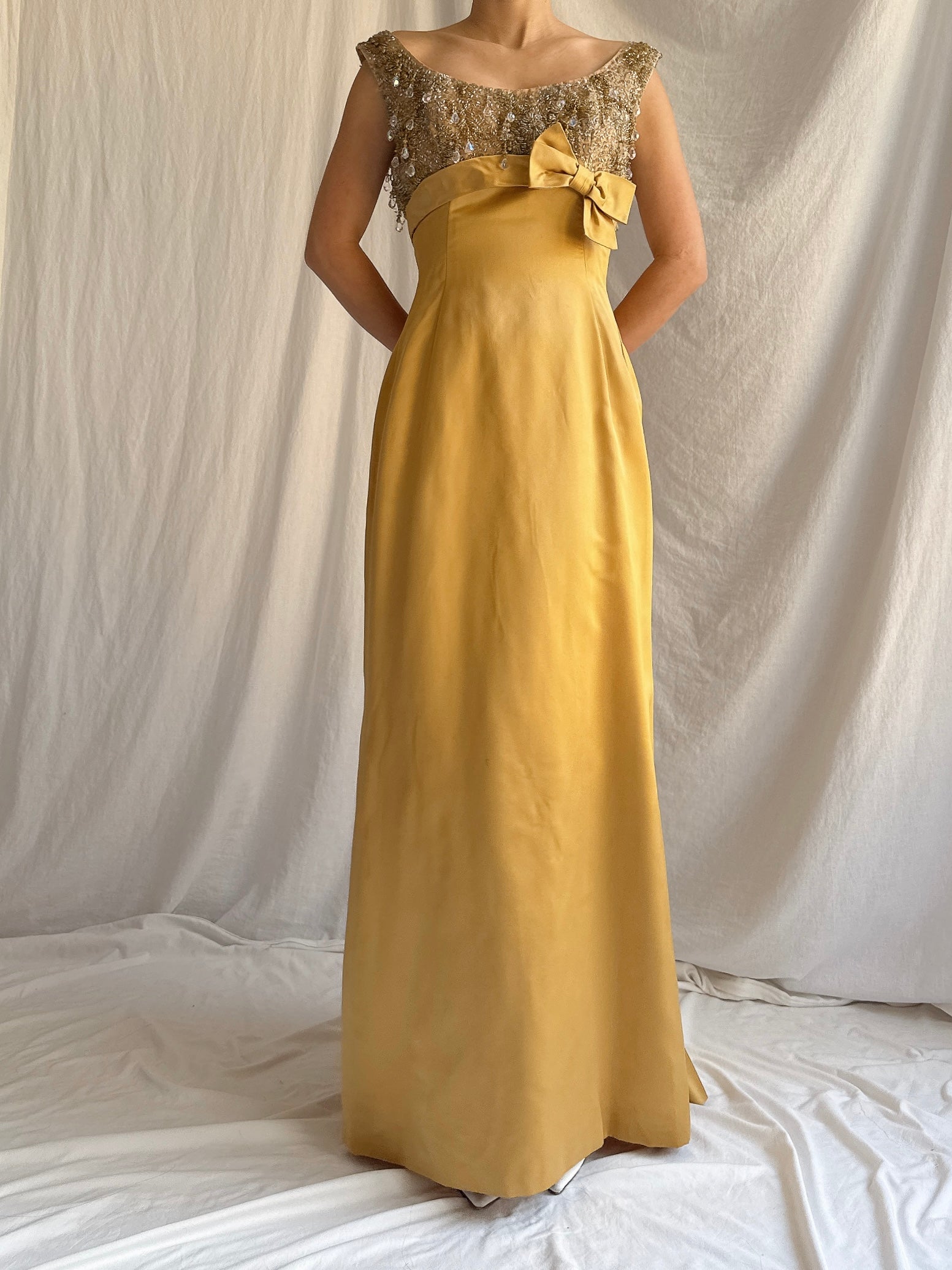 1960s Mustard Silk Gown - XS