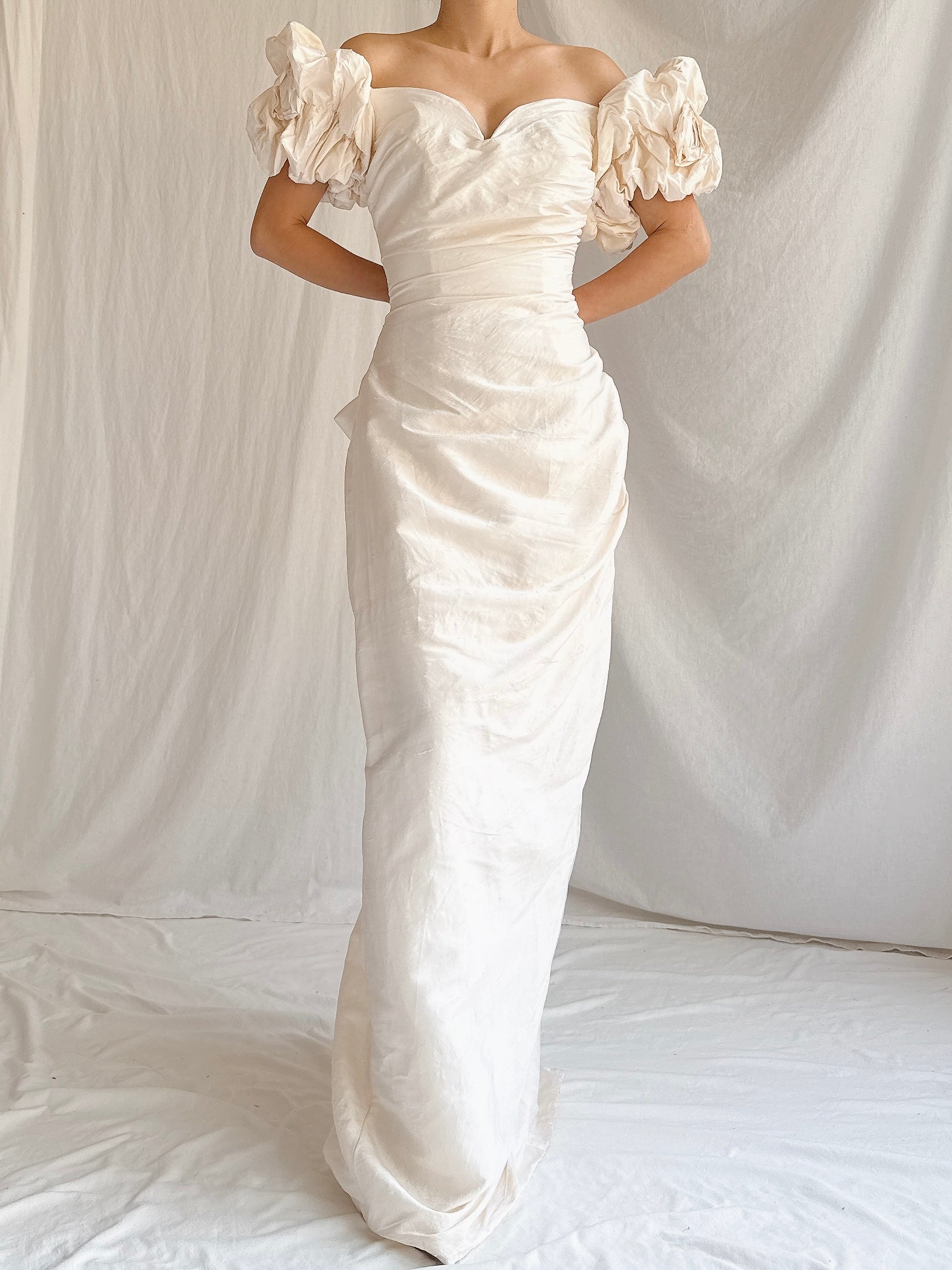 1980s/90s Raw Silk Column Gown - XS