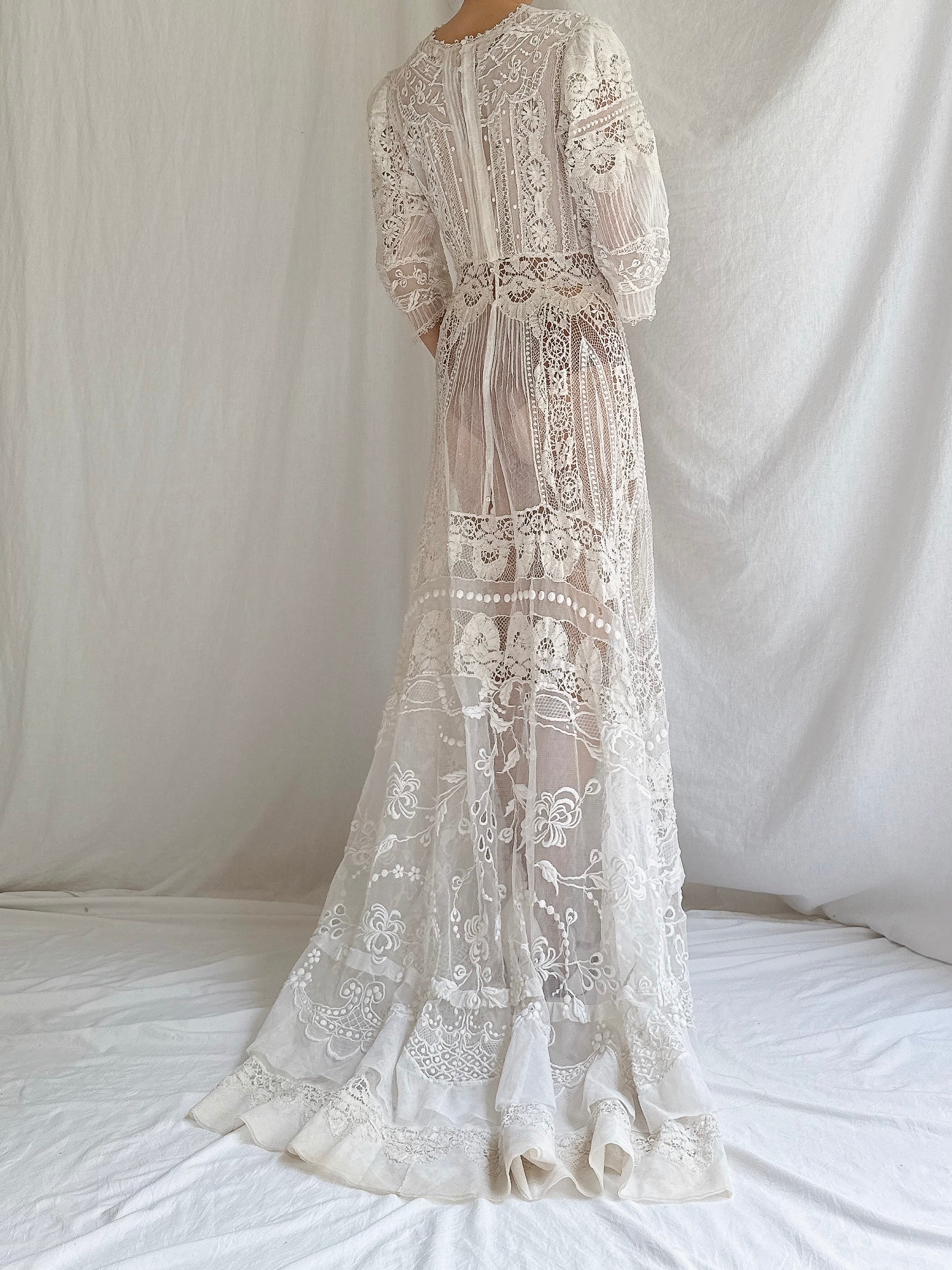 Antique Edwardian Lace Gown - S