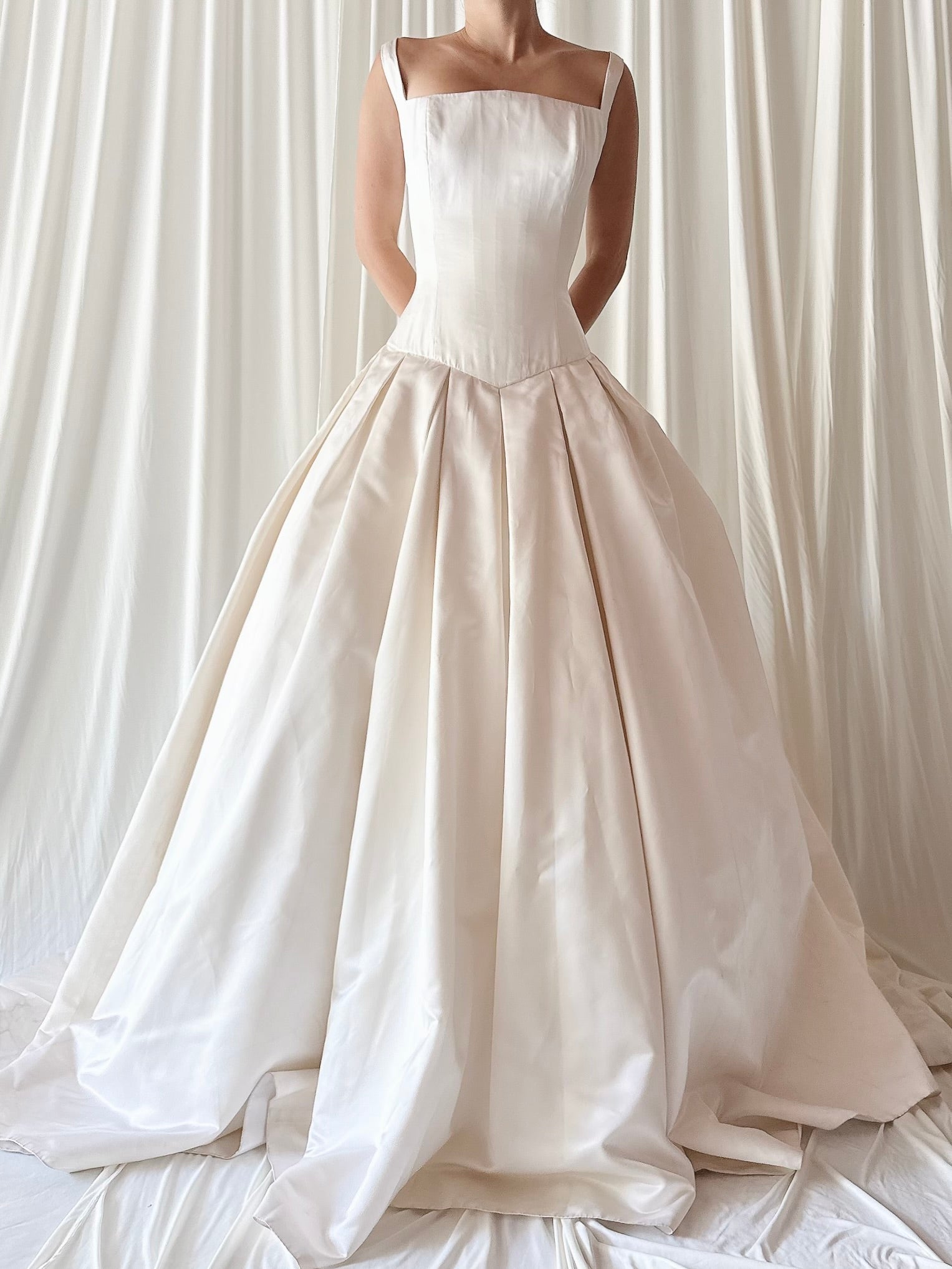 Vintage Lazaro Couture Silk Bustier Waist Gown - 6