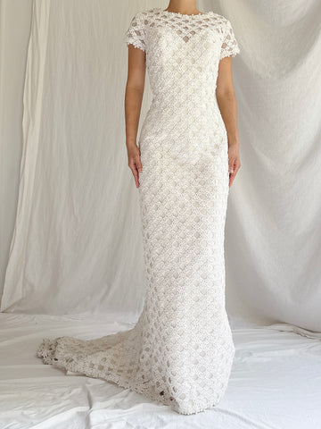 Vintage Lace Cutout Embroidered Gown - S