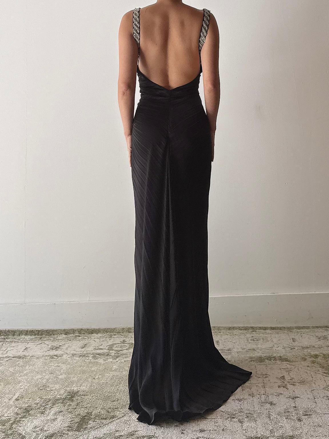 Vintage Satin Pleated Dress - S