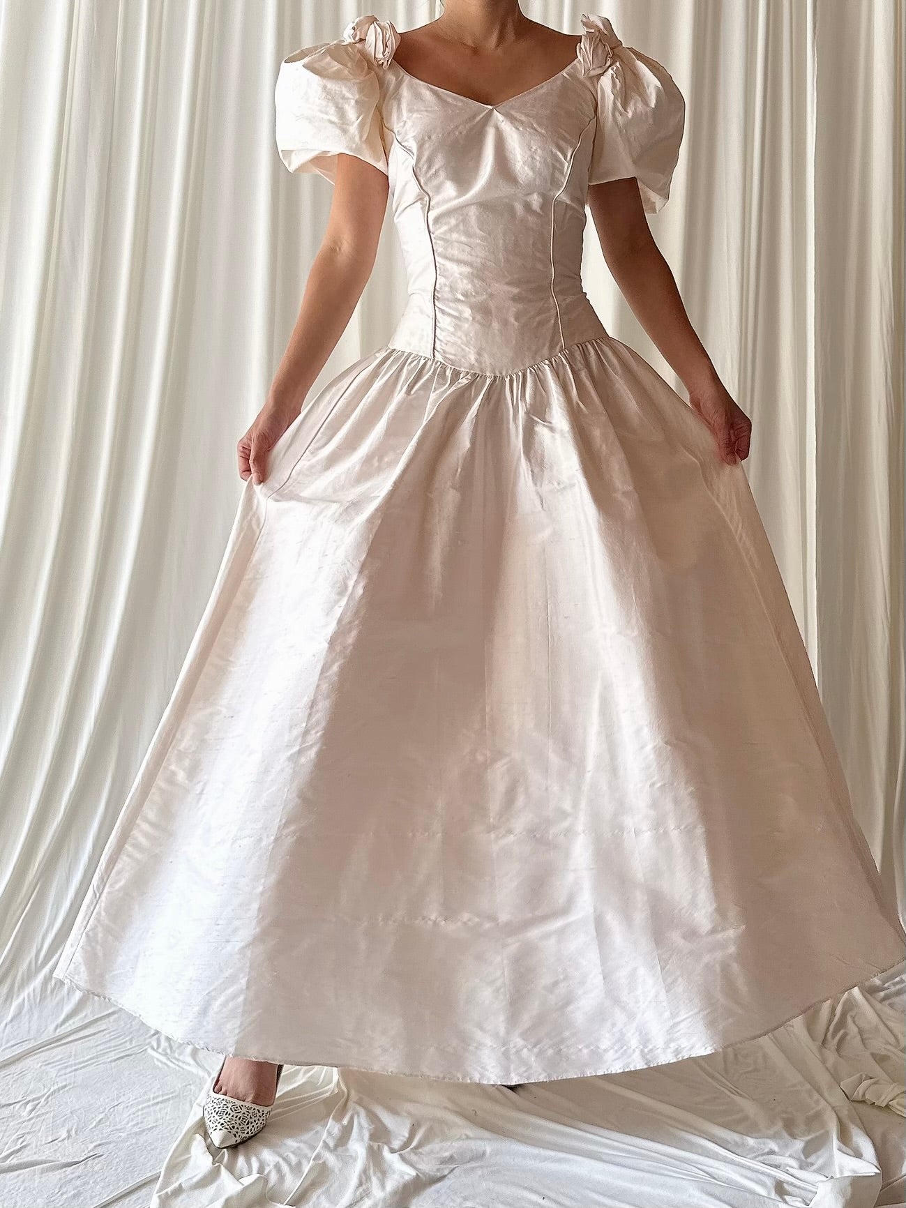 1980s Rosette Silk Dress - M
