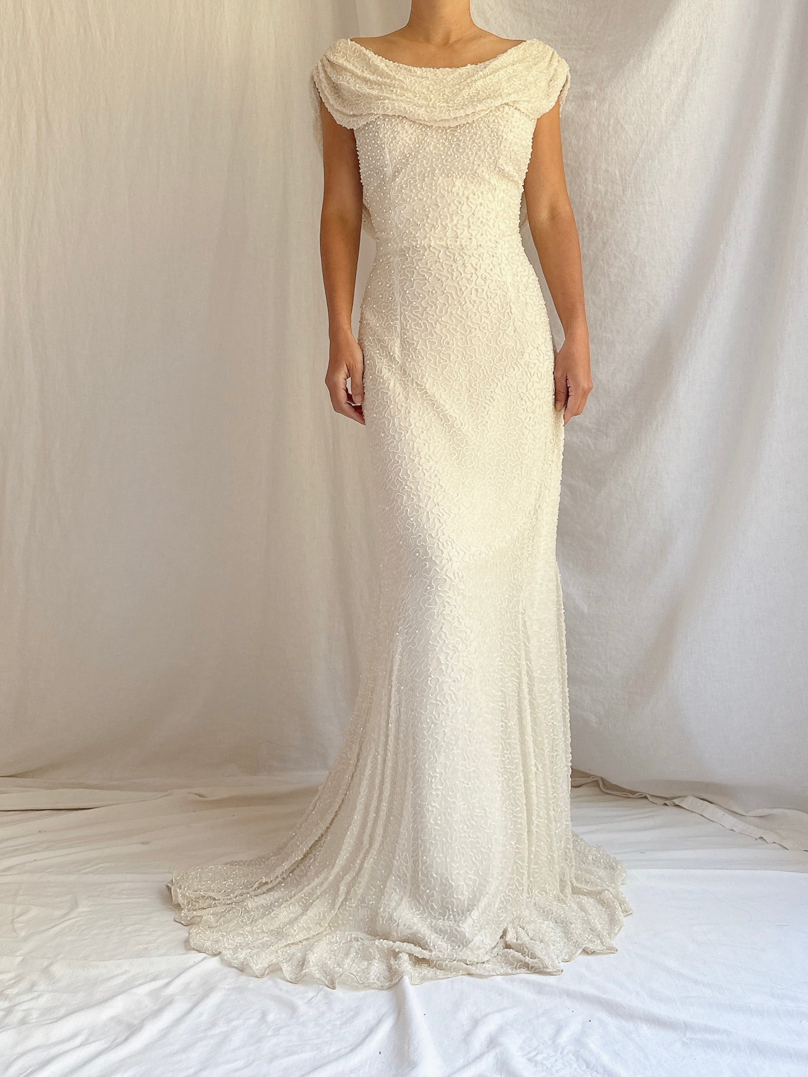 Vintage Silk Beaded Gown - S