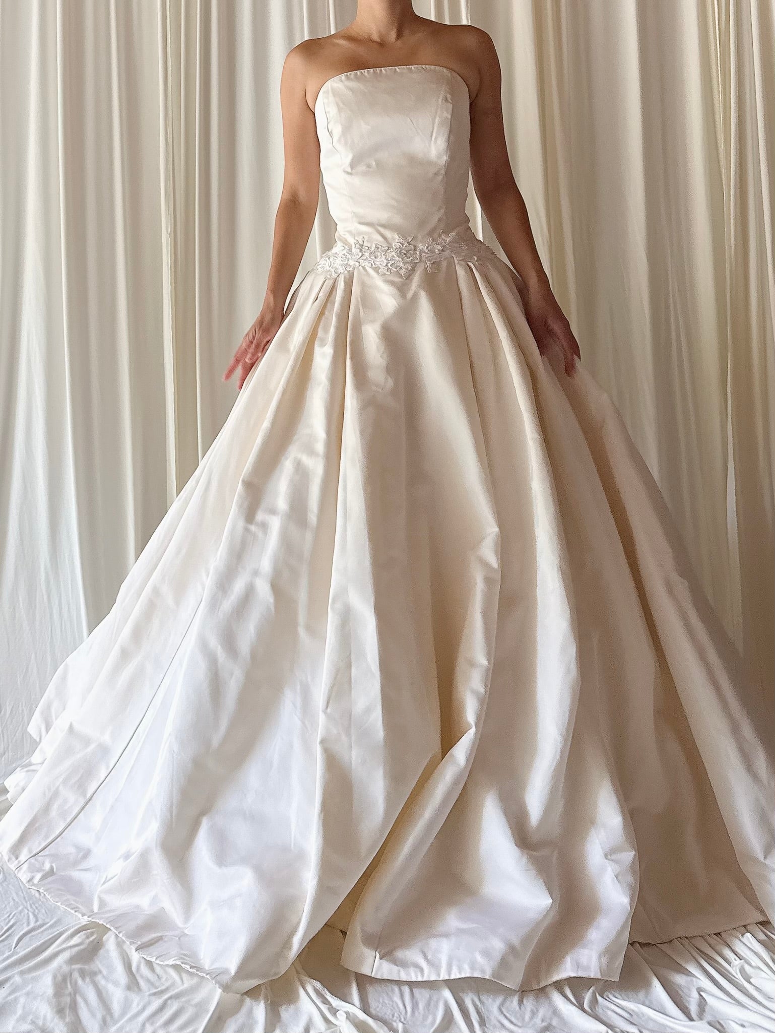 Vintage Strapless Silk Gown - M
