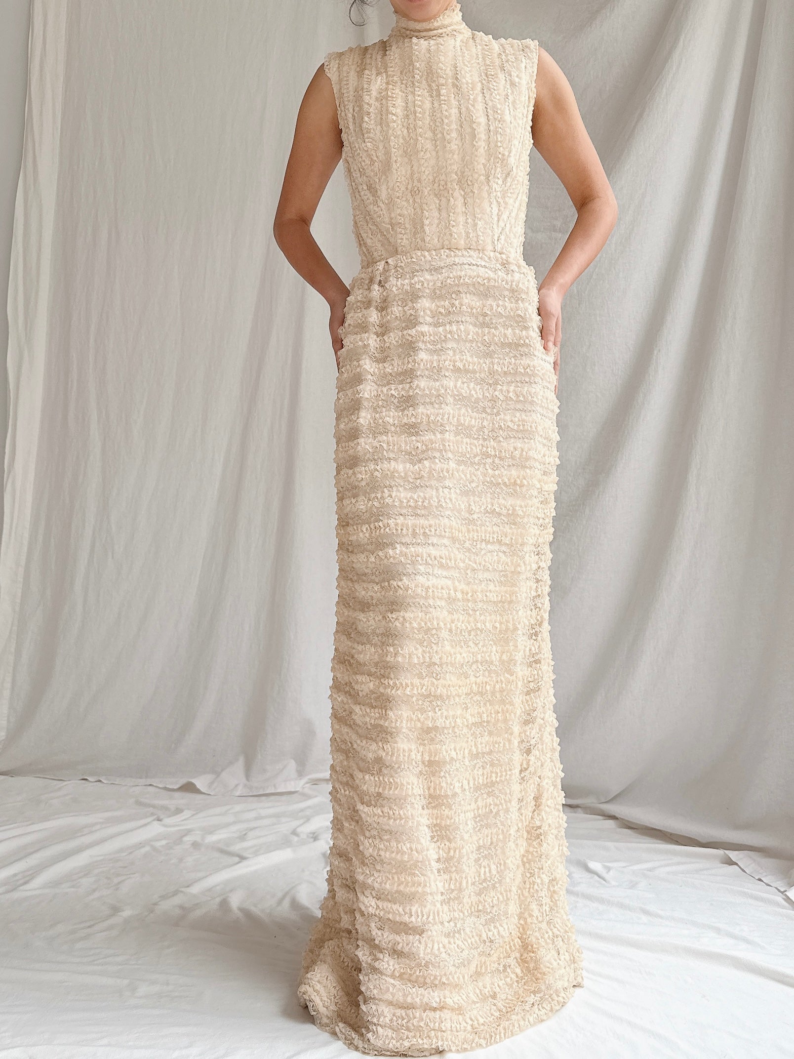 1960s High Neck Gown - S