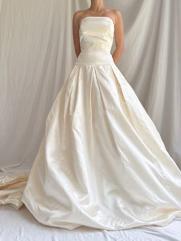 Vintage Silk Strapless Gown - M/8