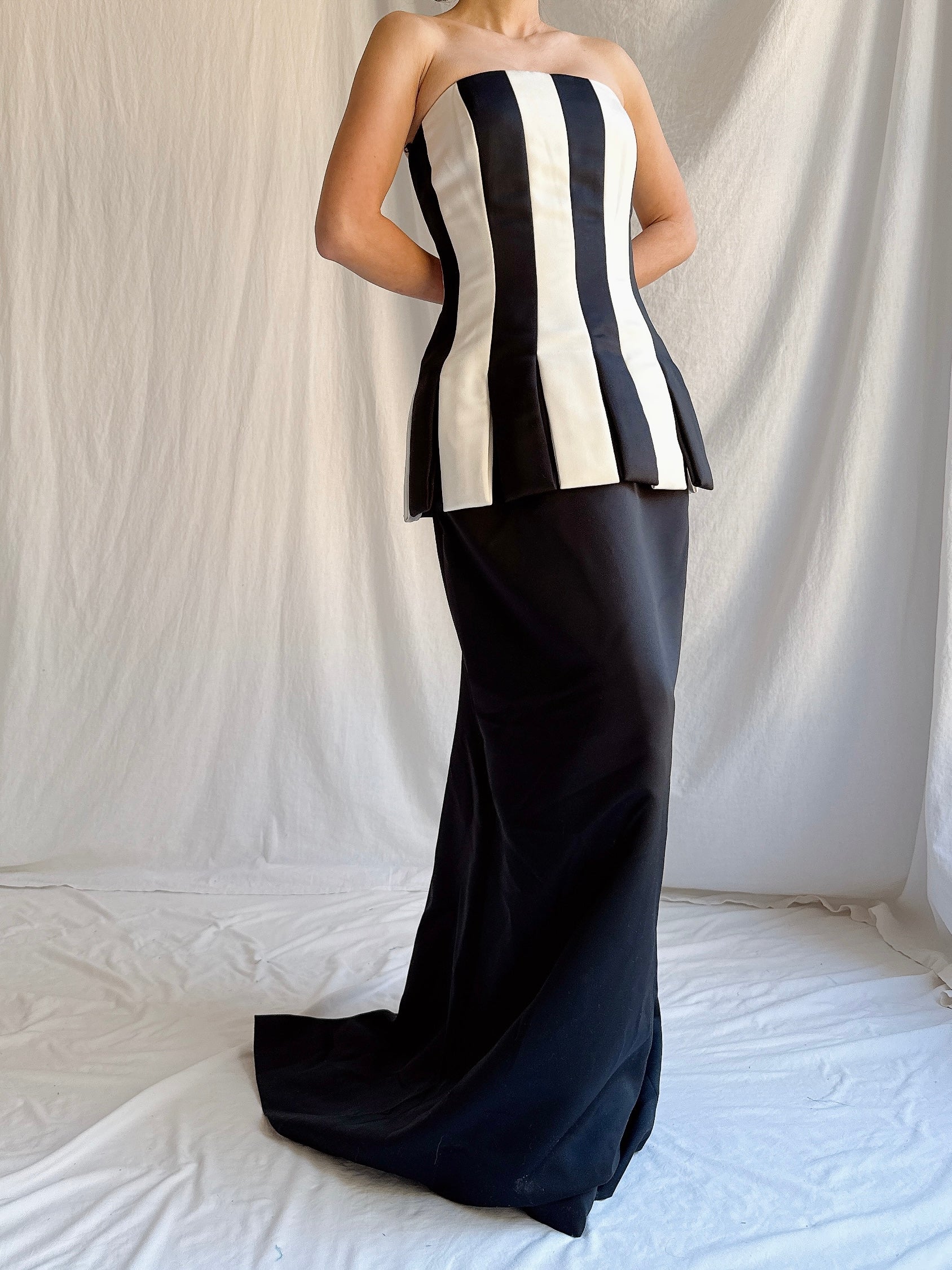 Vintage Victor Costa Striped Gown - M