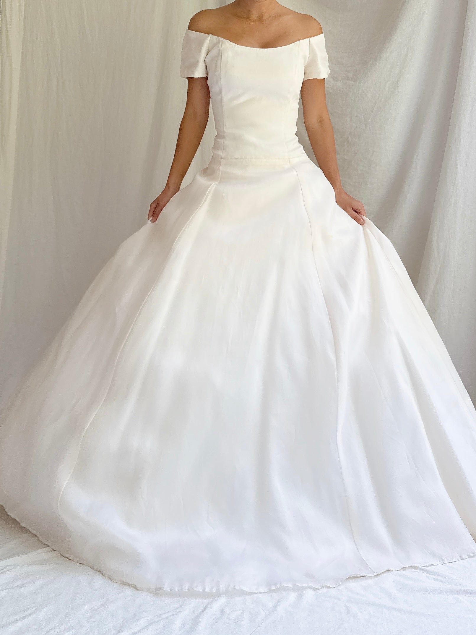 Vintage Silk Organza Boatneck Gown - S/6