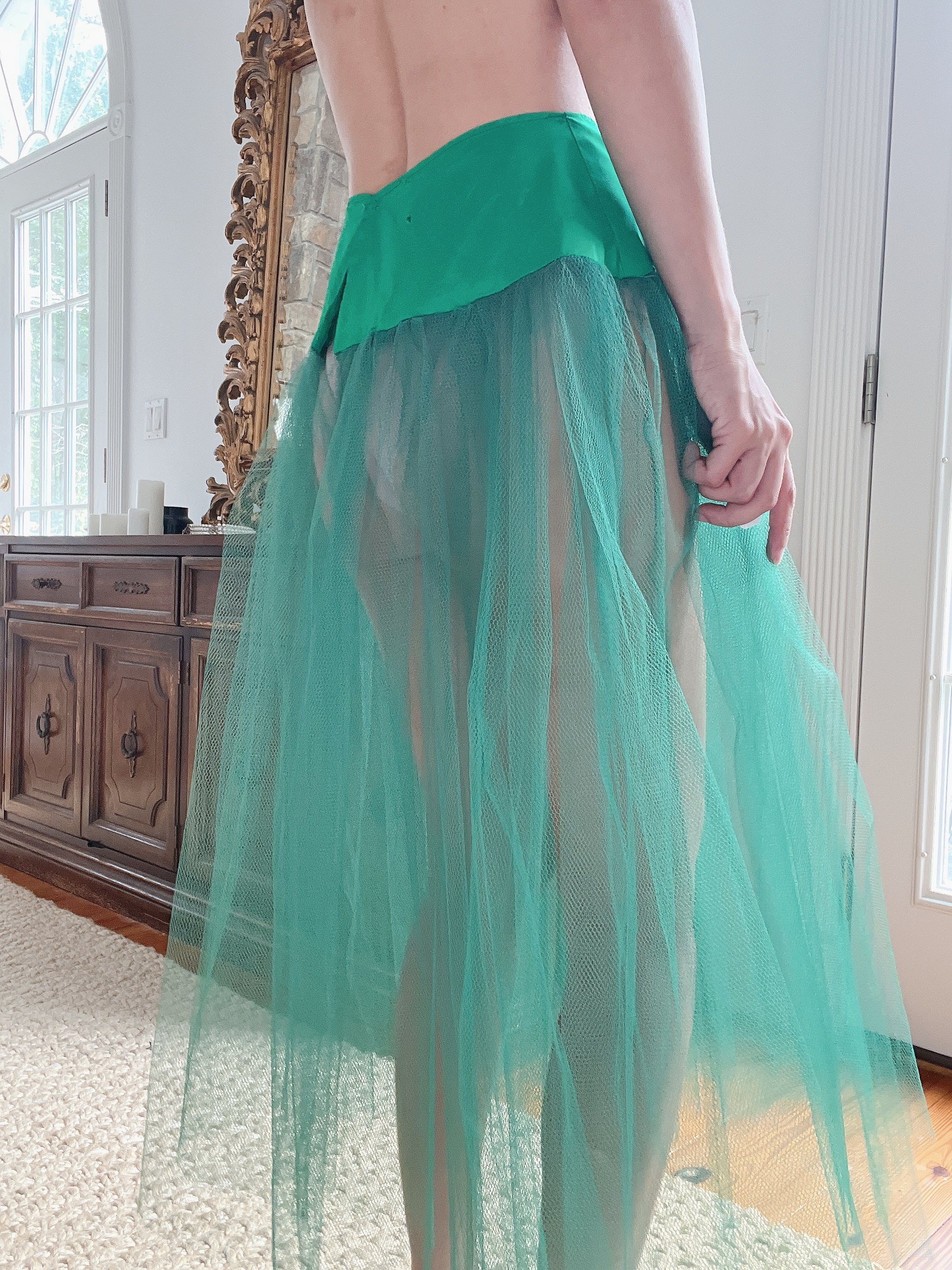 Green Tulle Skirt -26 Waist