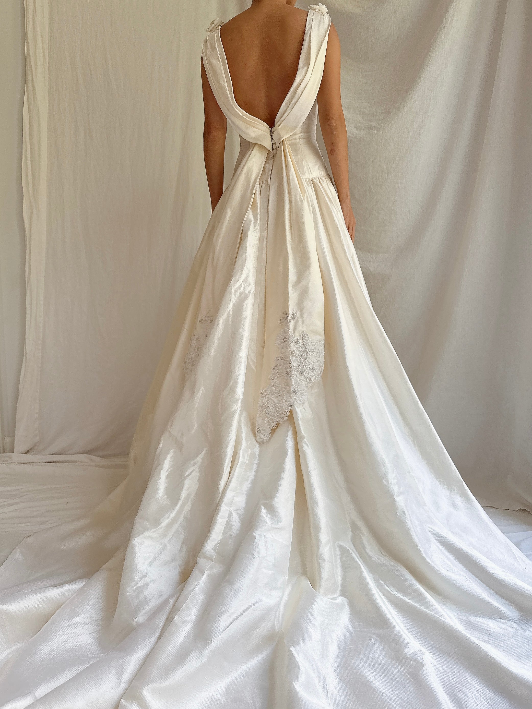 Vintage Silk Boatneck Gown - S/M