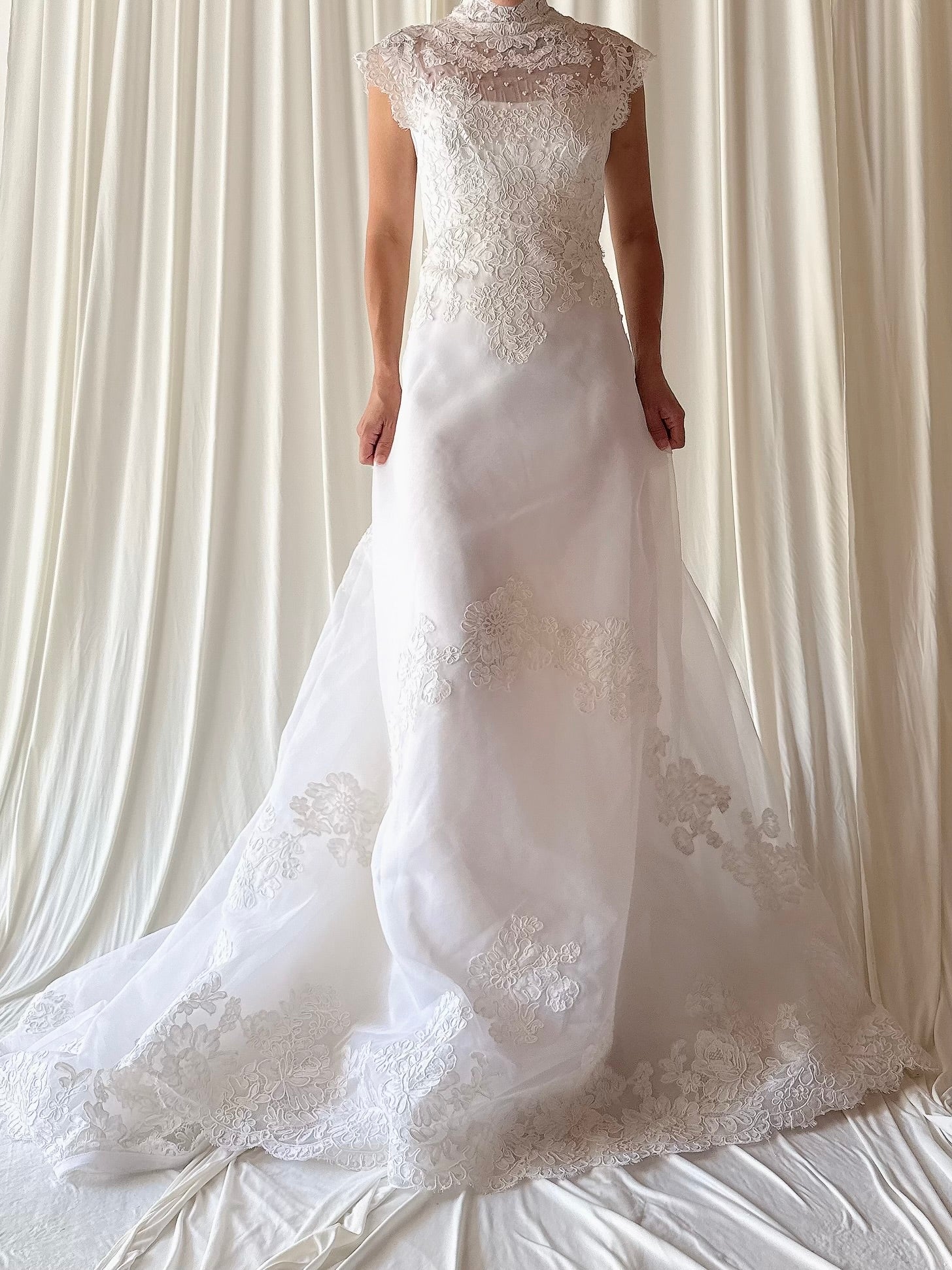 1960s Alecon Lace and Organza Gown - S/M