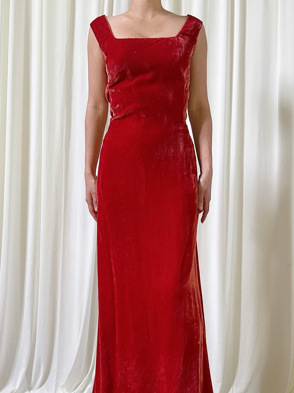 Vintage Rust Velvet Dress - L/12