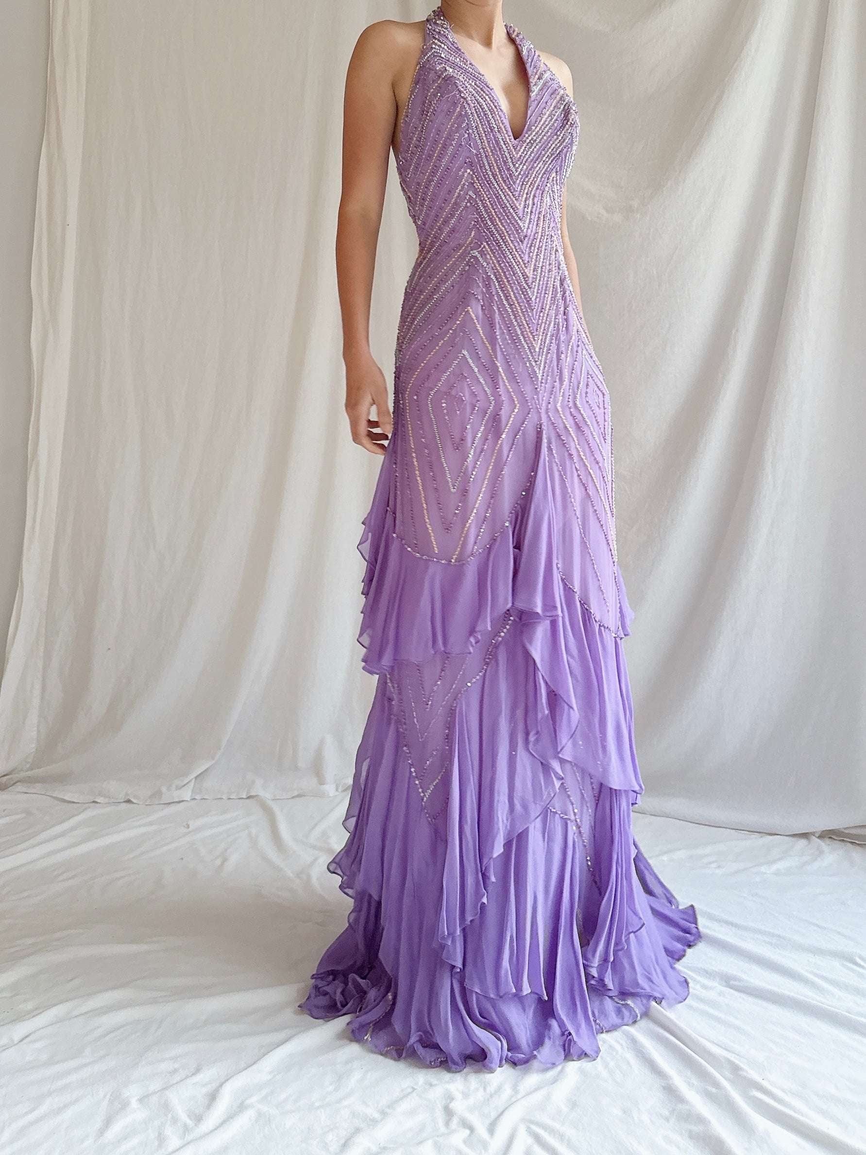 Vintage Silk Halter Gown - XXS/0