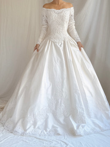 Vintage Long Sleeve Silk Gown - S