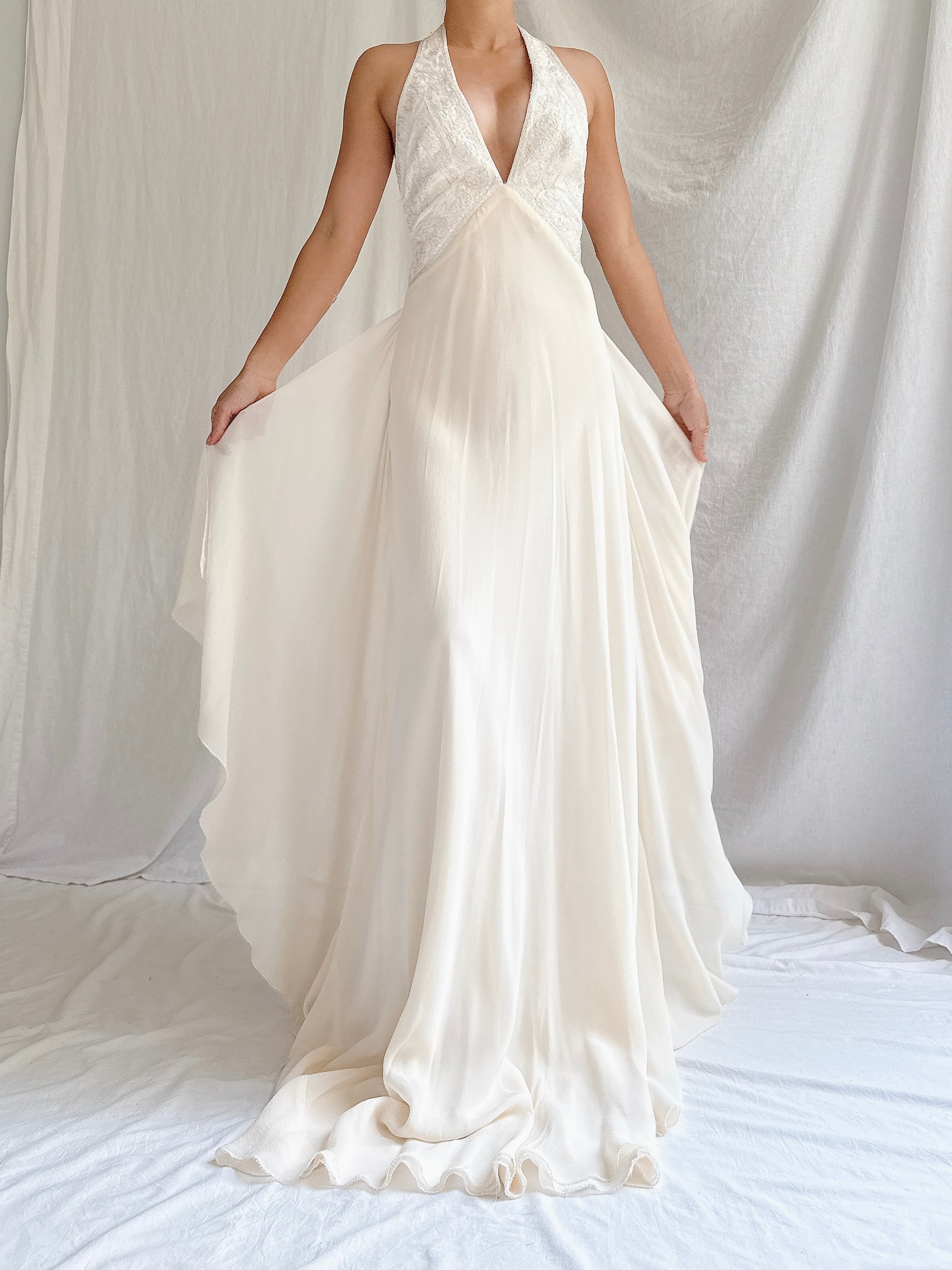 00 Silk Halter Embellished Gown - XS/2/4