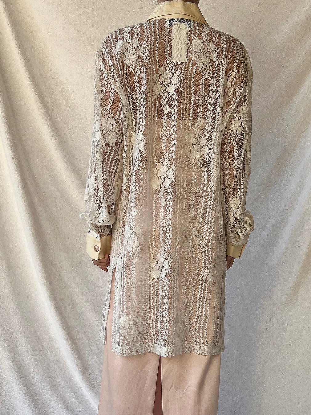 Vintage Lace and Linen Duster - S