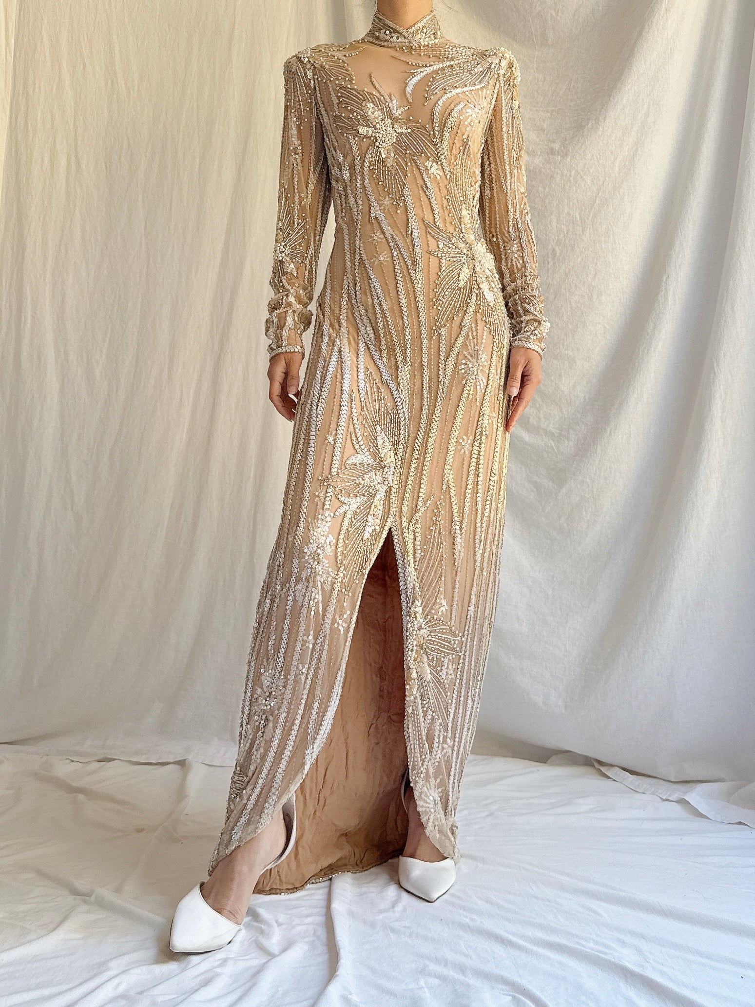 Vintage Bob Mackie Silk Beaded Gown - M