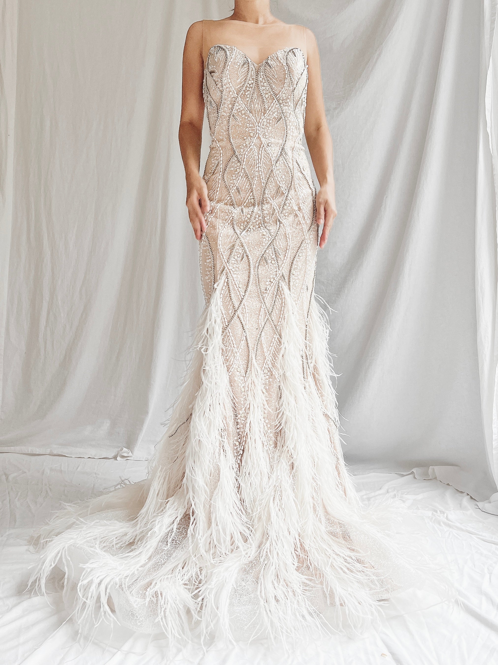 00 Beaded Feather Gown - S/6