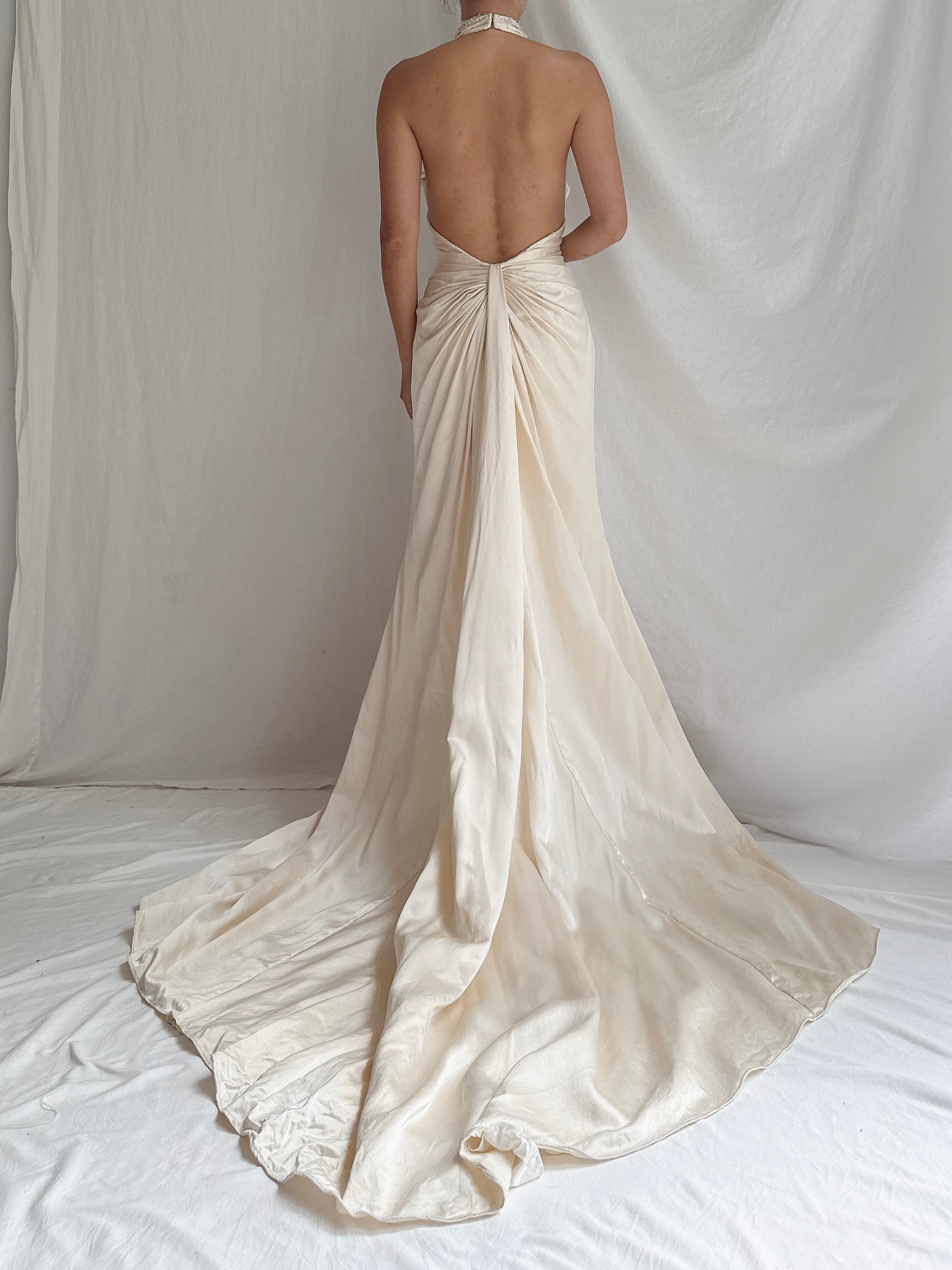 Vintage Stephen Yearrick Silk Halter Gown - M/8