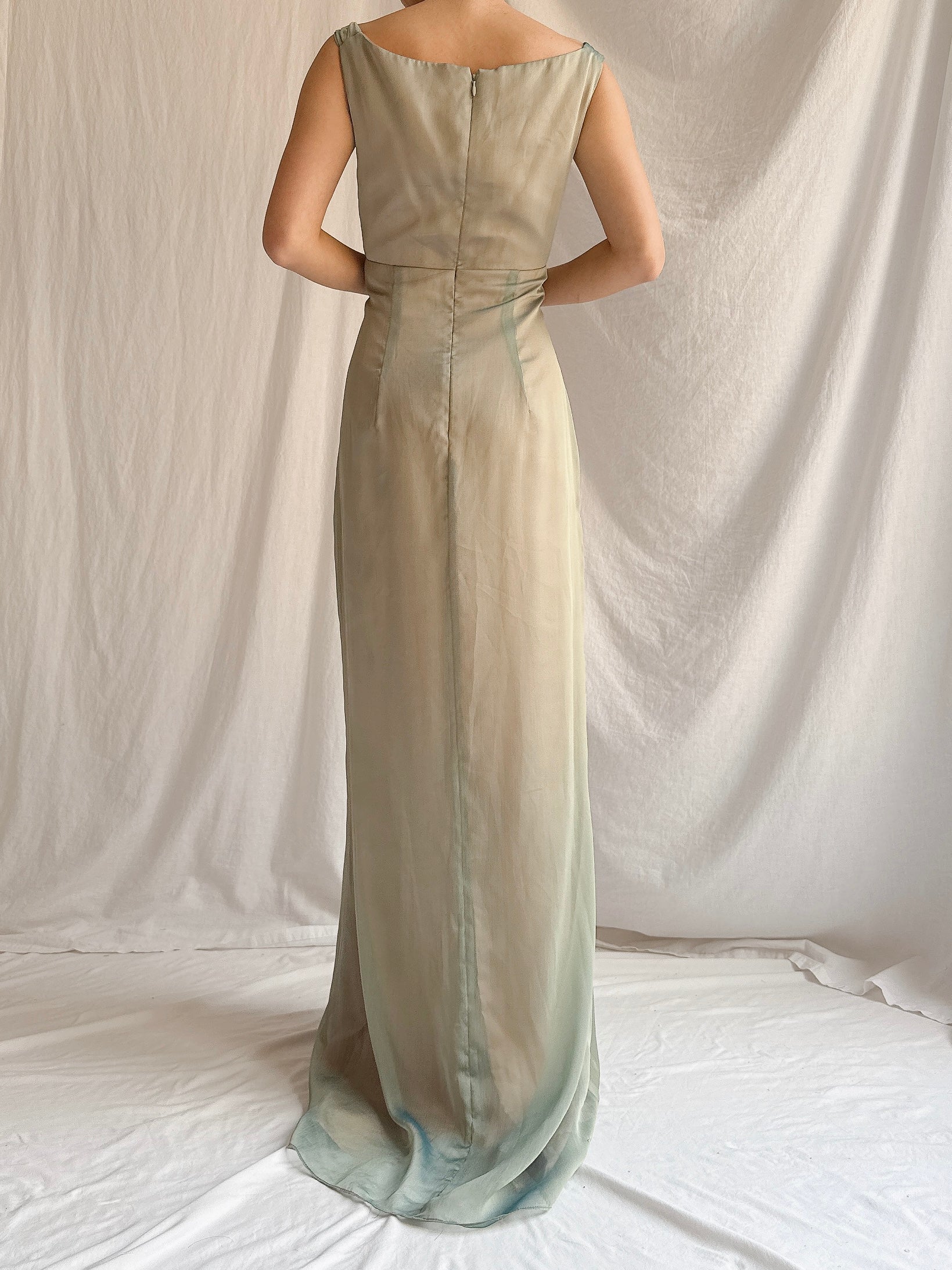 1990s Emanuelle Khanh Paris Seafoam Dress - S/6