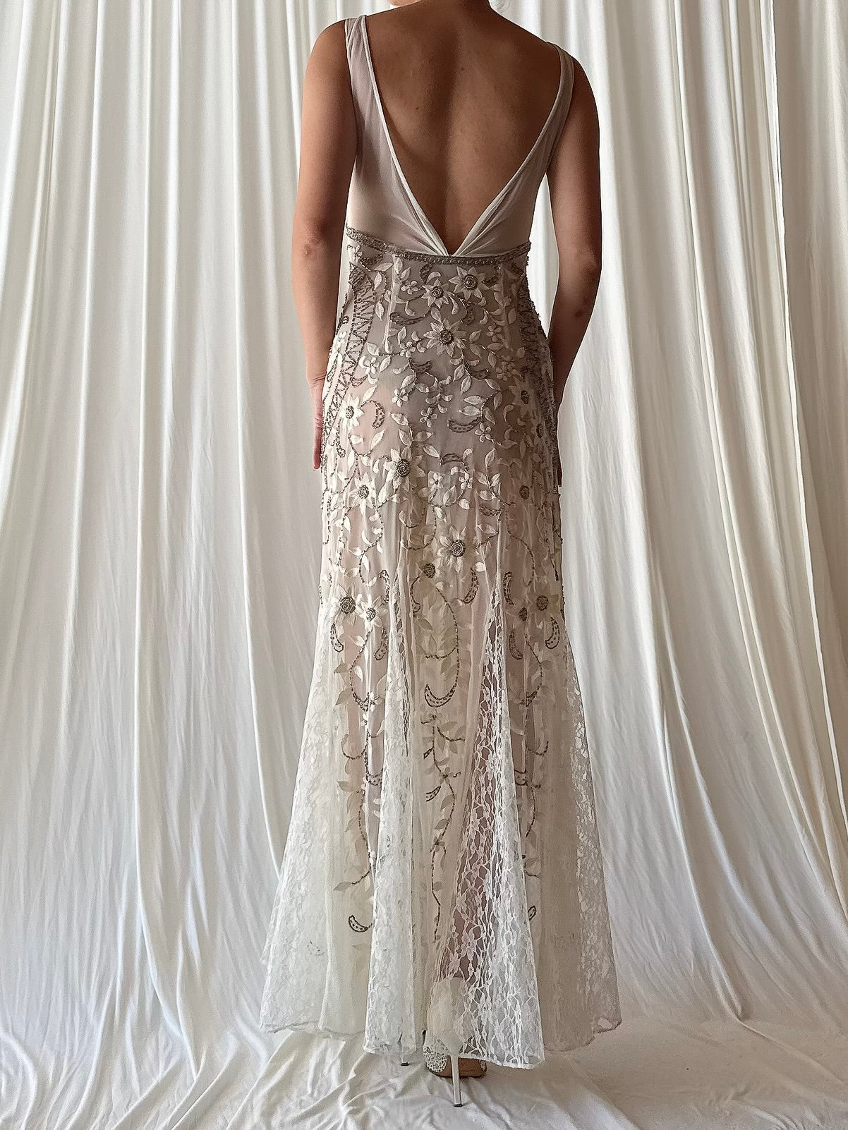 Vintage Embroidered Tulle Dress - 6/8