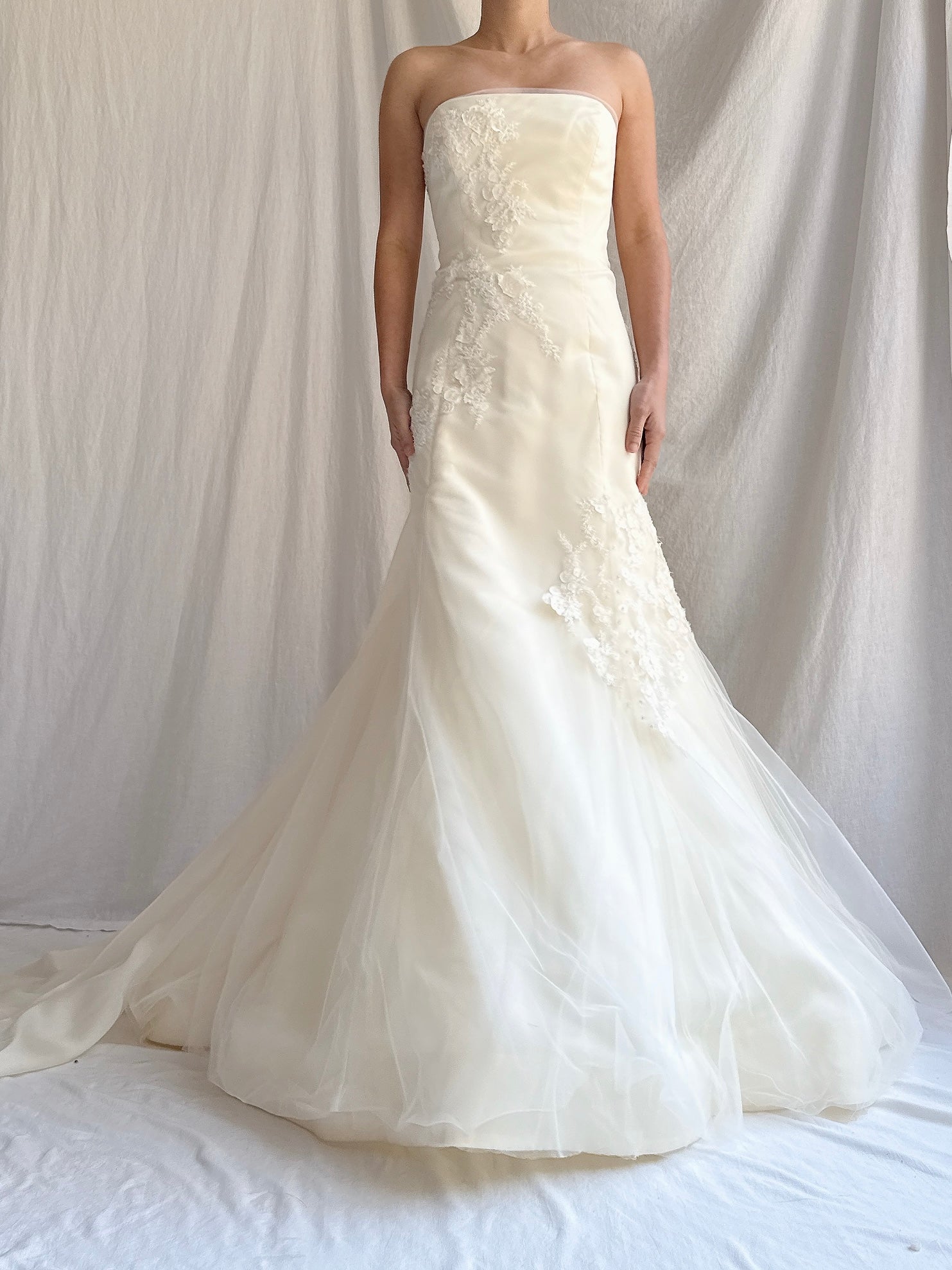 Vintage Vera Wang Silk Strapless Tulle Gown - S/4