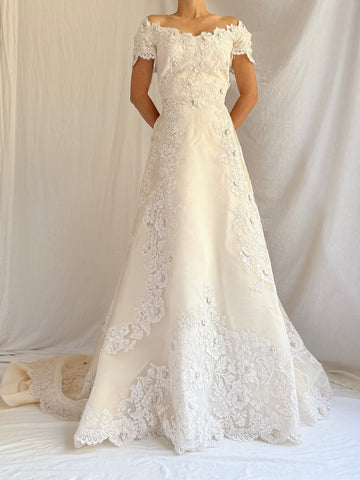 1950s Silk Organza and Lace Gown - XS