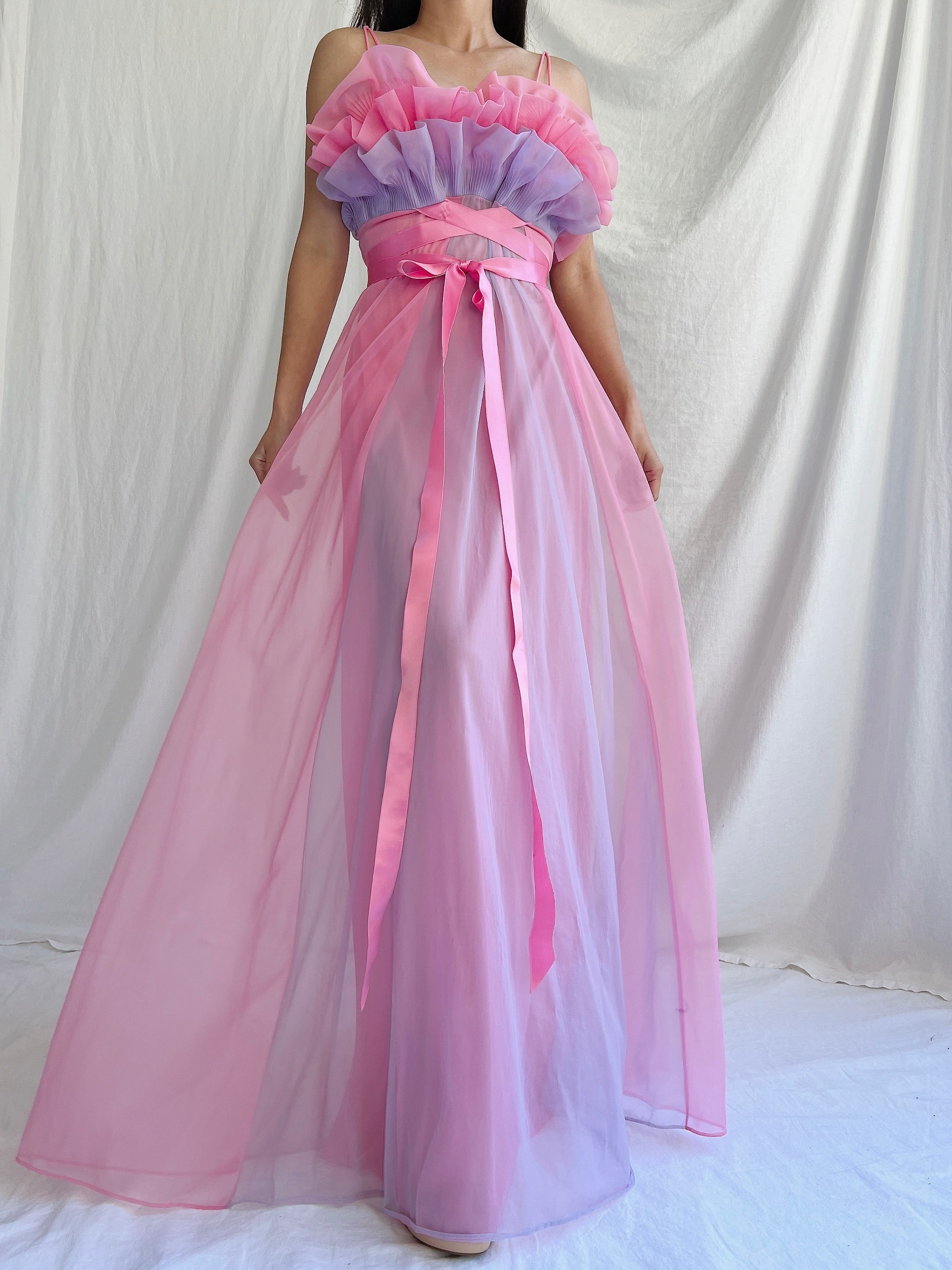 1950s Nylon Petal Bust Dress - S