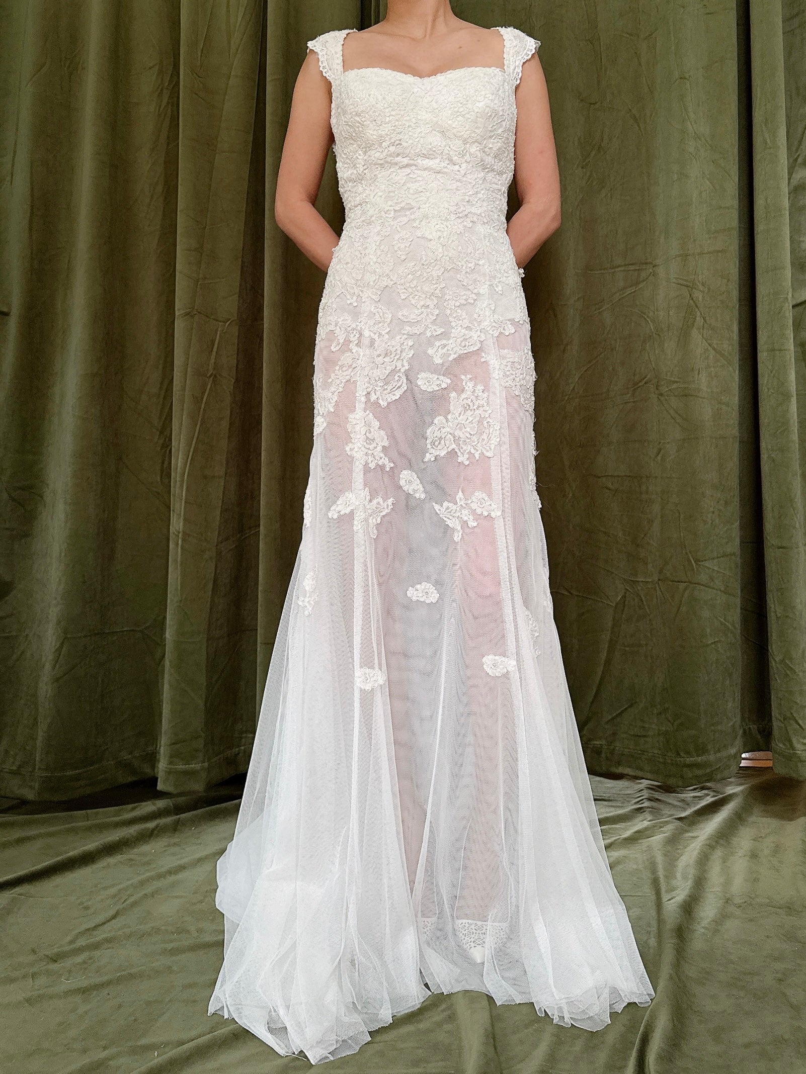 Vintage Sheer Lace Dress Dress - S