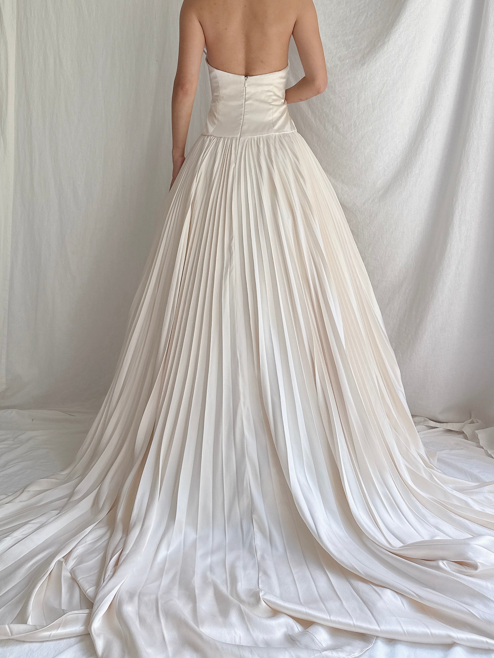Vintage Lazaro Silk Pleated Gown - M/10